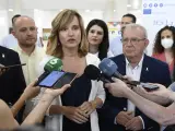 La ministra de Educación, Pilar Alegría, durante una comparecencia ante los medios en Almería