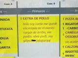 El mensaje de la trabajadora, encerrada en el montacargas del restaurante.