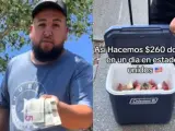 La pareja va de casa en casa vendiendo helados.