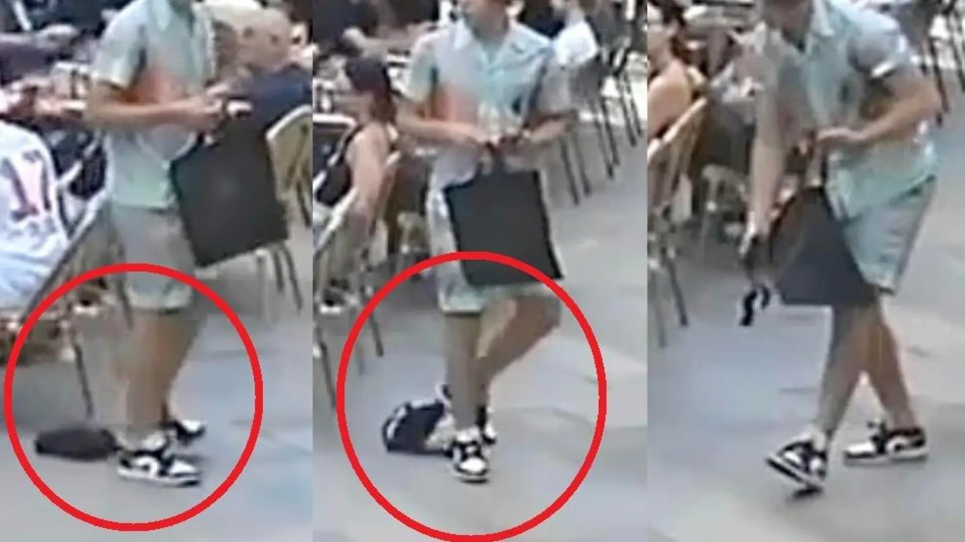 Las cámaras captan a un ladrón robando un bolso con el pie en el Barrio Gótico de Barcelona