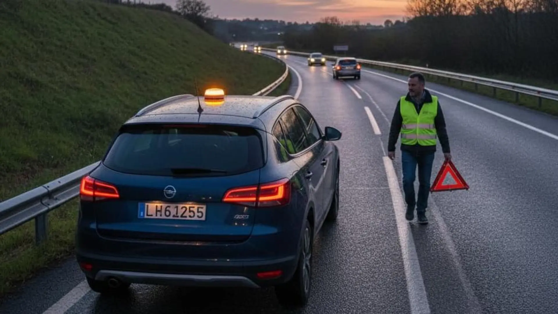 Si usas los triángulos de emergencia y la baliza a la vez: ¿Te pueden multar?