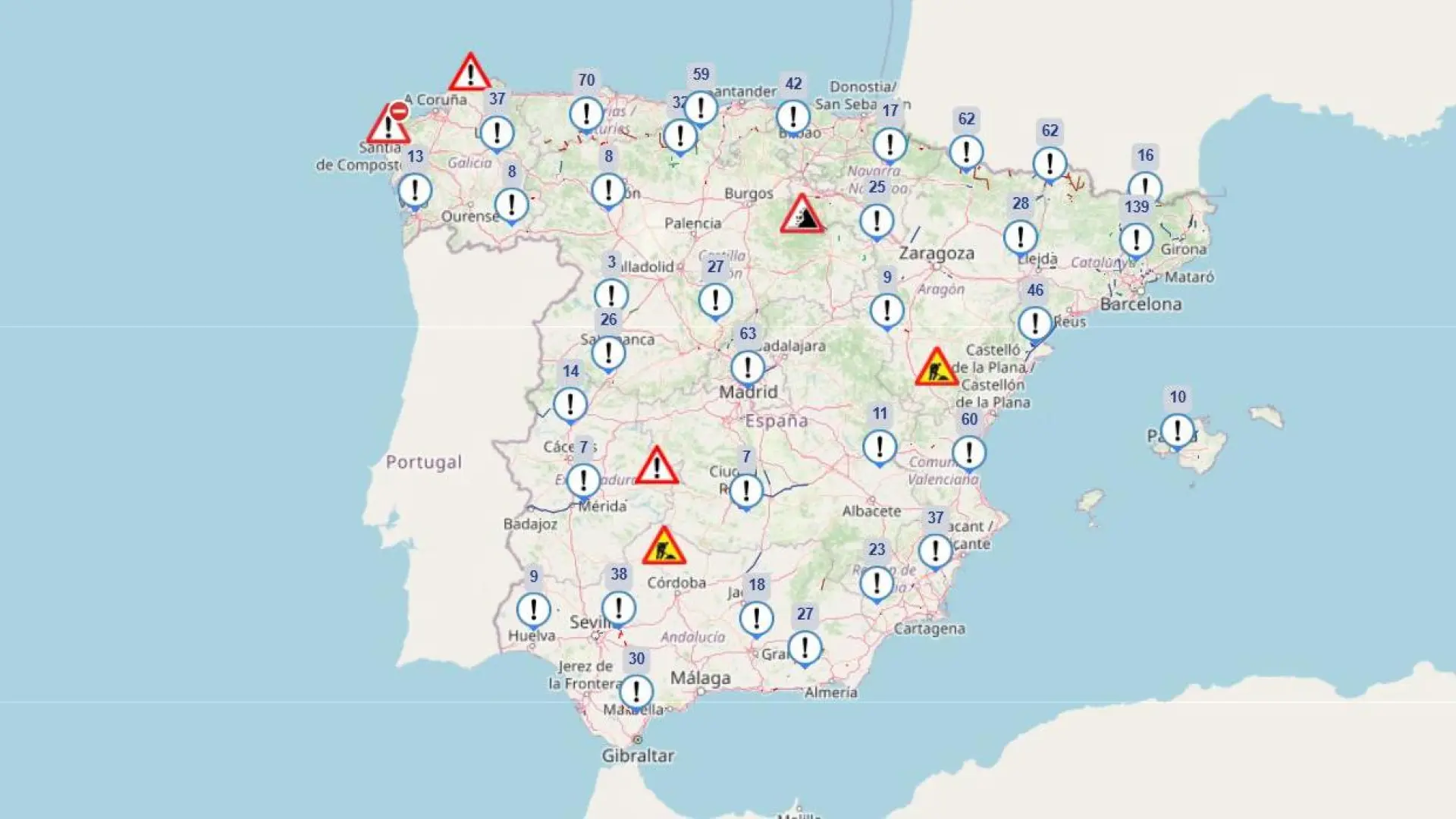 Mapa de las balizas V16: cómo consultar en tiempo real cuáles están activas y qué tipo de mapas hay