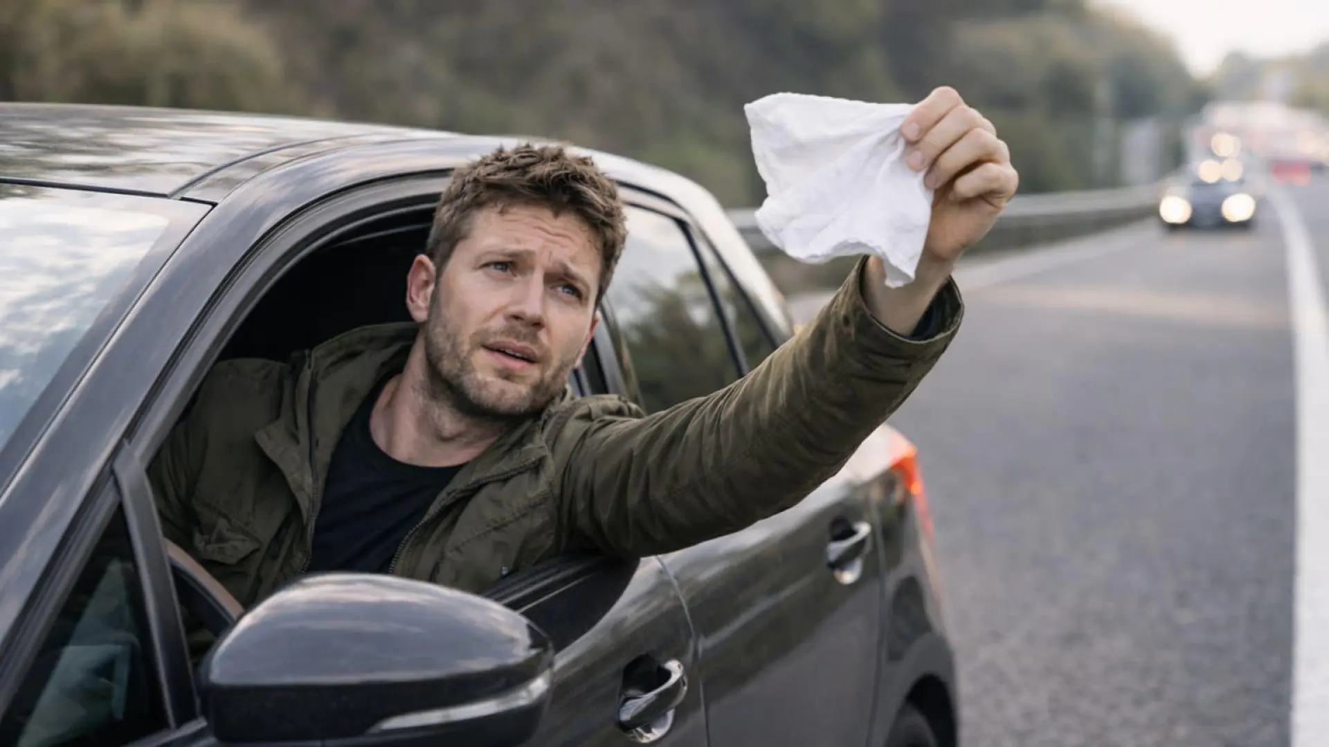 La multa por fingir una emergencia sacando un pañuelo por la ventanilla para evitar el tráfico