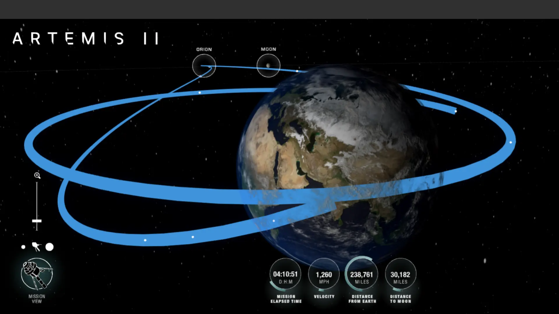 Dónde está la nave Orion de la misión Artemis II en tiempo real: quedan 12 horas para que llegue al punto más cercano a la Luna