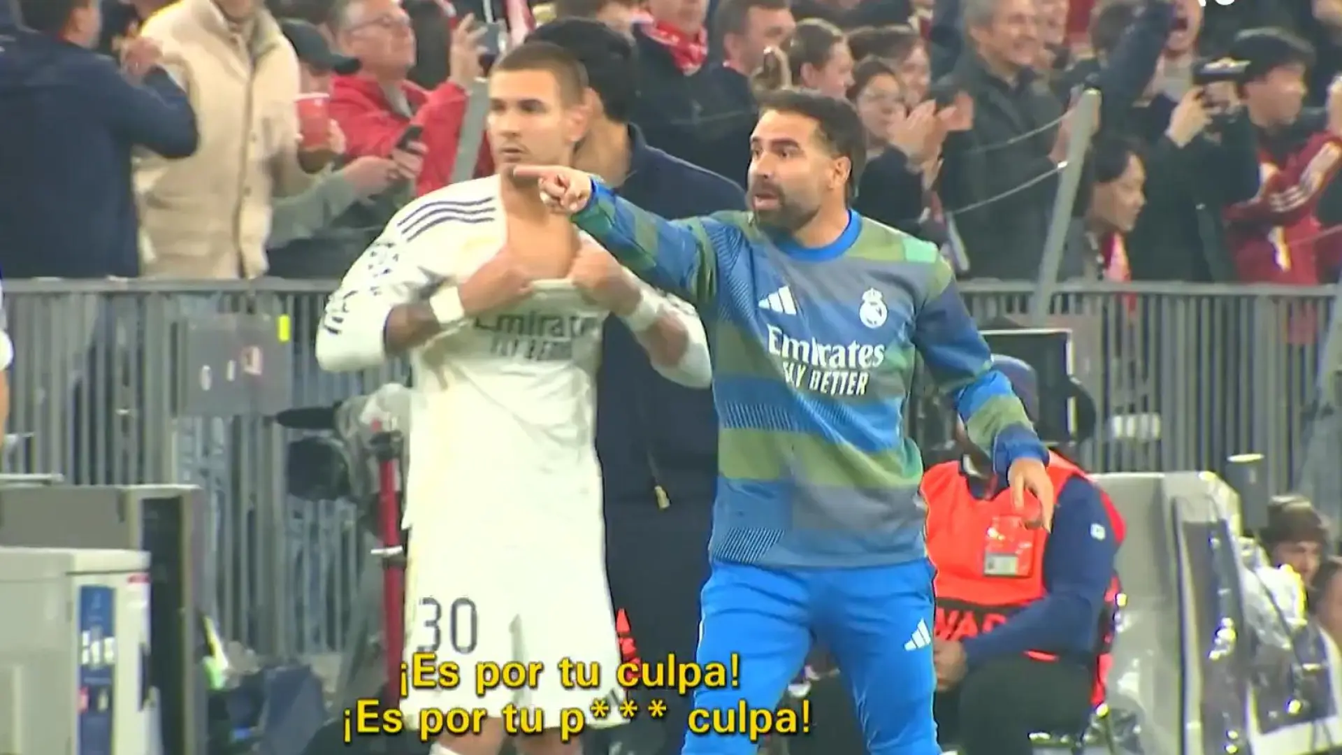 El enfado de Carvajal tras la expulsión de Camavinga: 