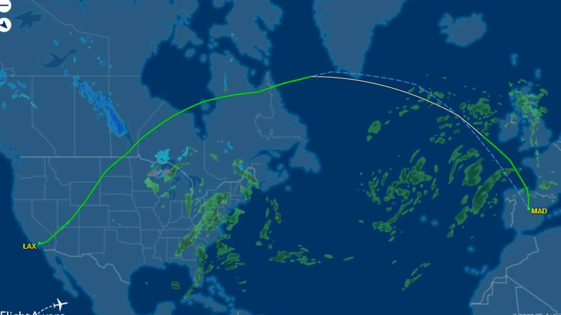 Por qué la ruta en avión MadridLos Ángeles pasa por el Polo Norte