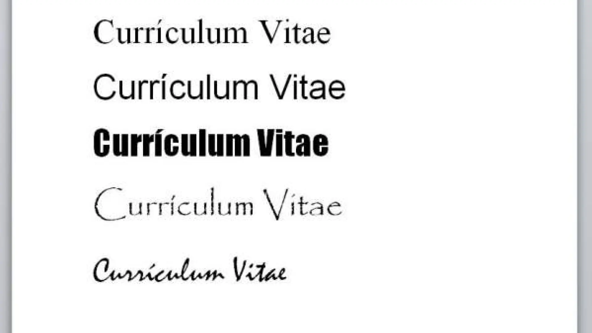Example Cv Simple Letras Currículo De La Letra T