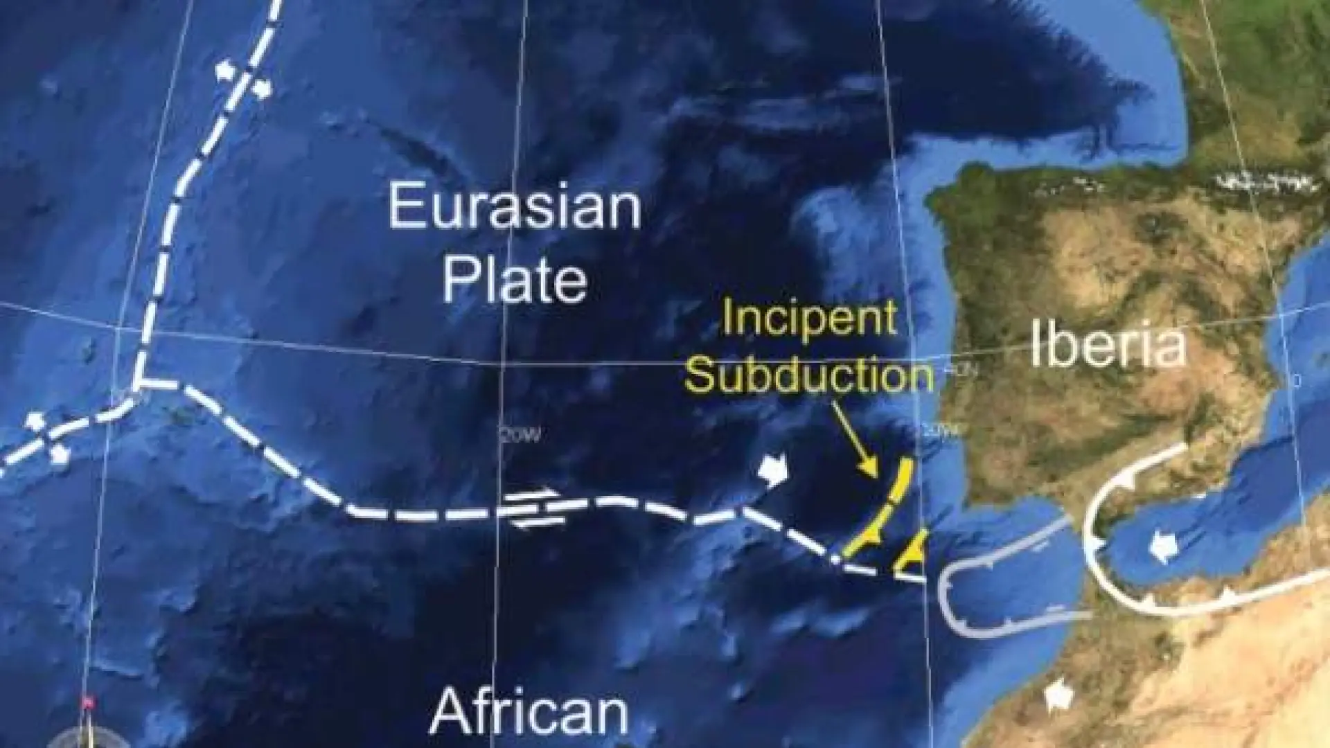 La corteza terrestre podría estar fracturándose en el Atlántico, frente a la Península