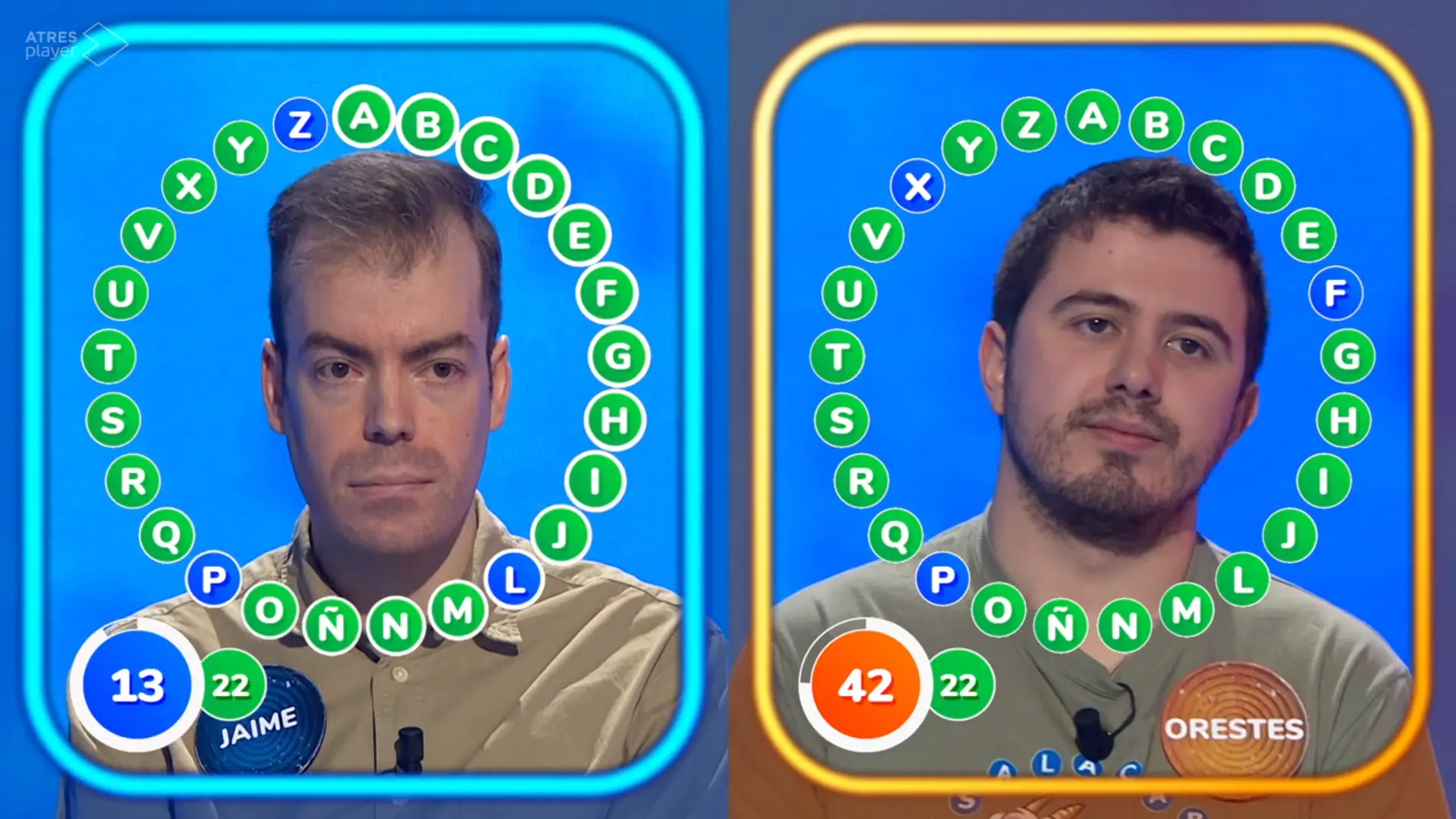 El duelo entre Orestes y Jaime en 'El Rosco' de 'Pasapalabra' se