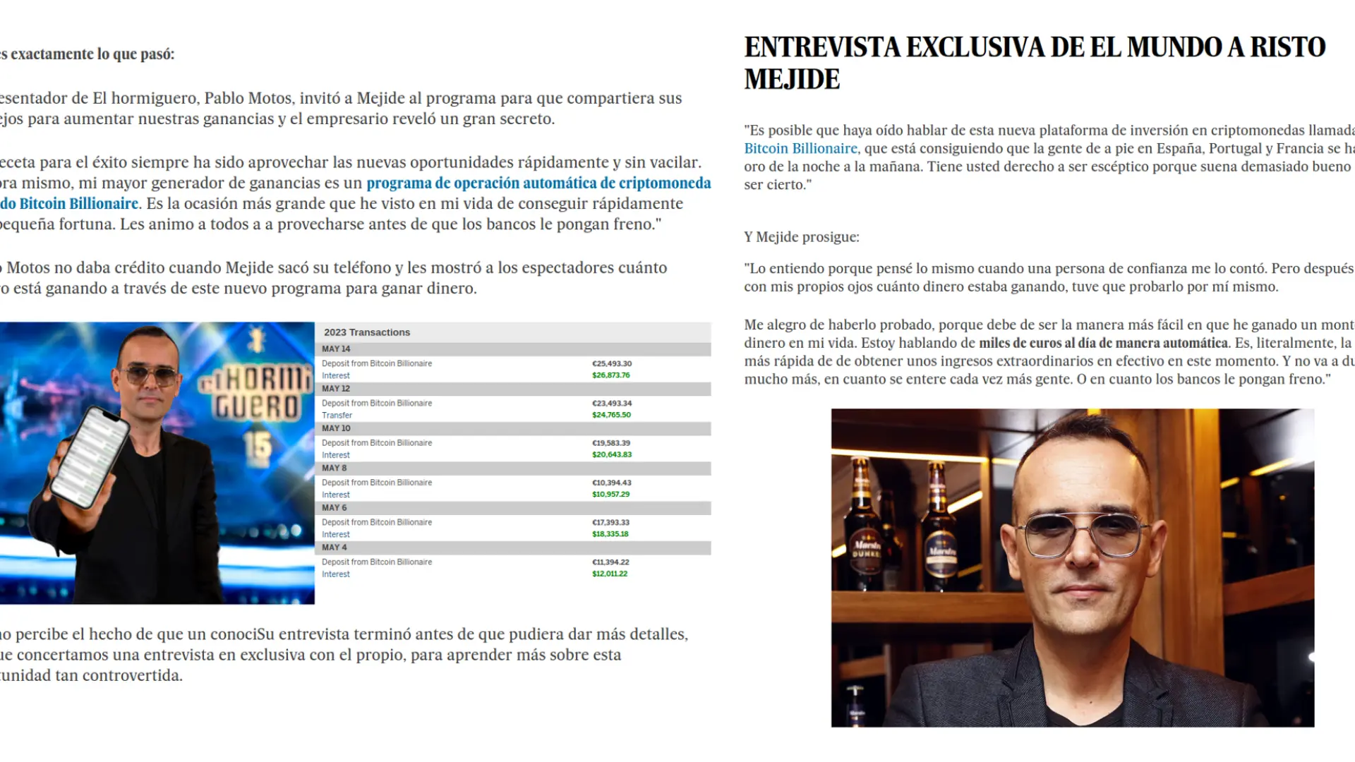 Así es el timo de las criptomonedas que usa imágenes falsas de famosos  españoles