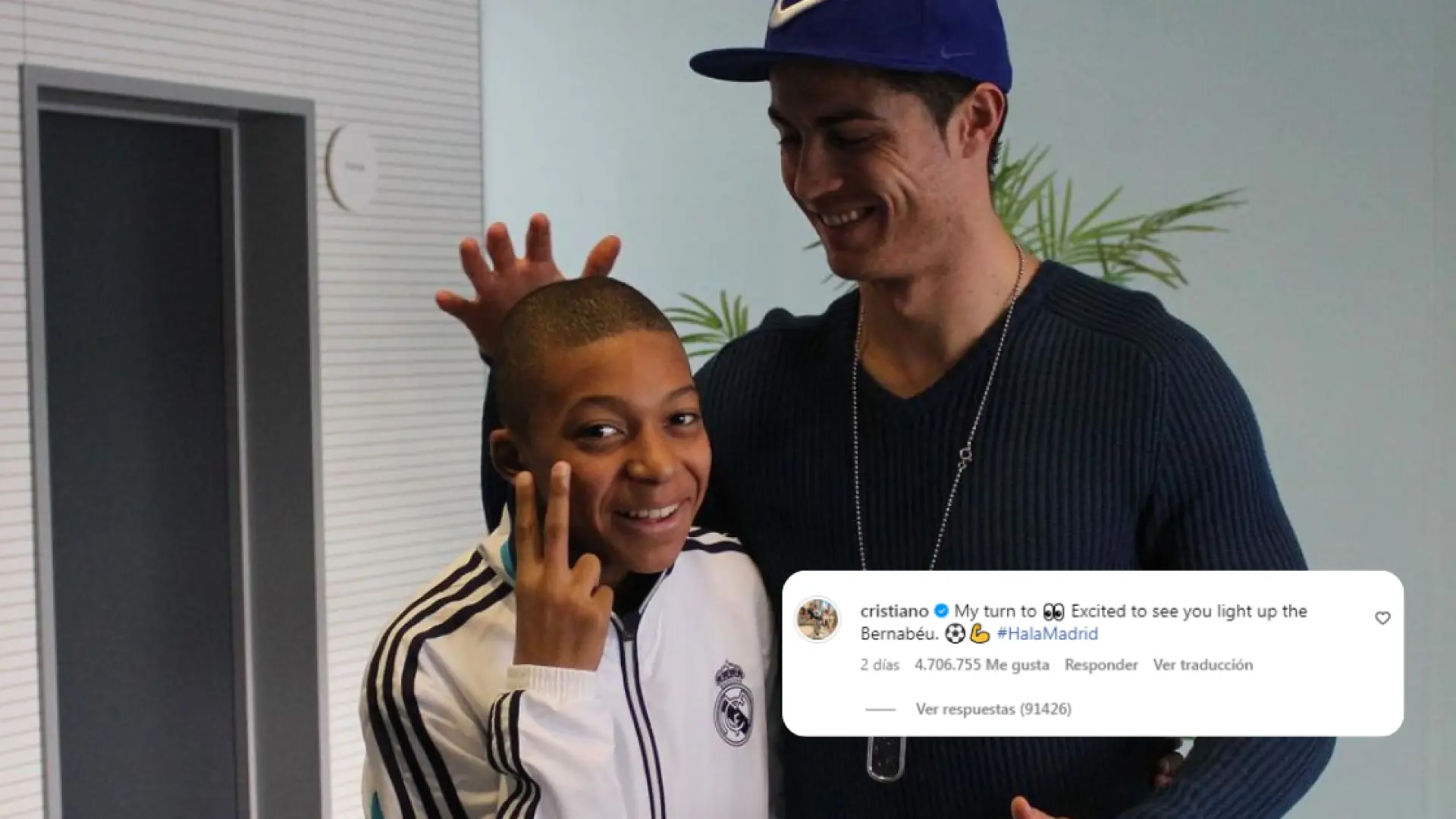 El comentario de Cristiano Ronaldo a Kylian Mbappé para celebrar su fichaje por el Real Madrid, de récord: casi 5 millones de 'likes'