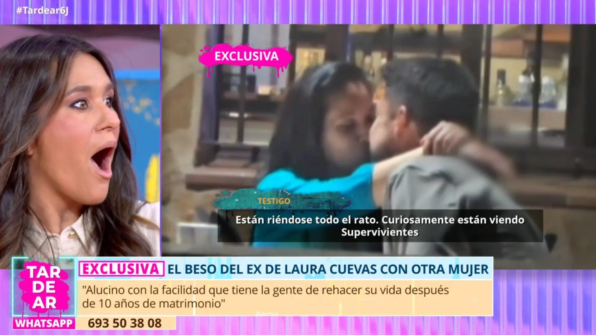 Laura Cuevas reacciona al beso de su marido, Carlos Calderón, con otra  mujer: "Es mi antigua jefa"