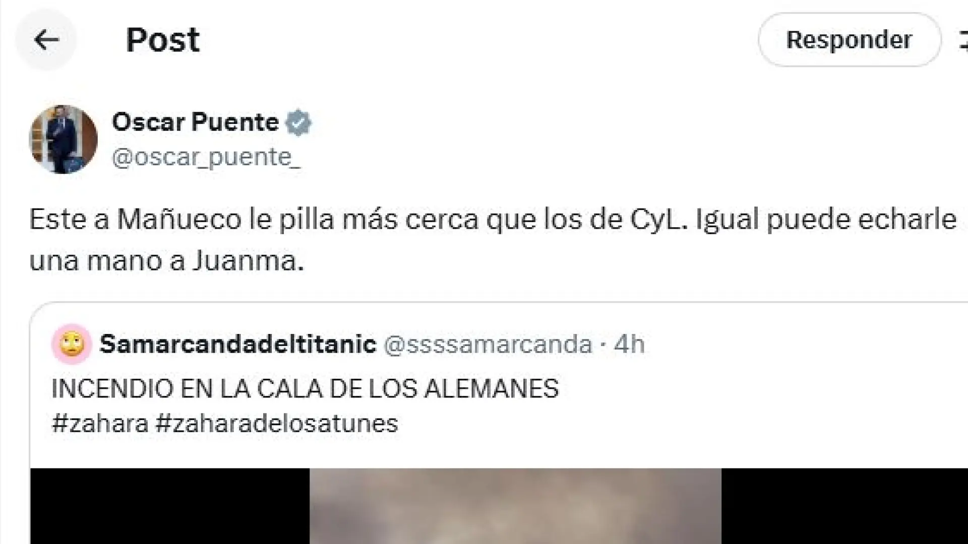 La polémica frase del ministro Óscar Puente sobre el nuevo incendio de Tarifa: "Igual puede echarle una mano..."