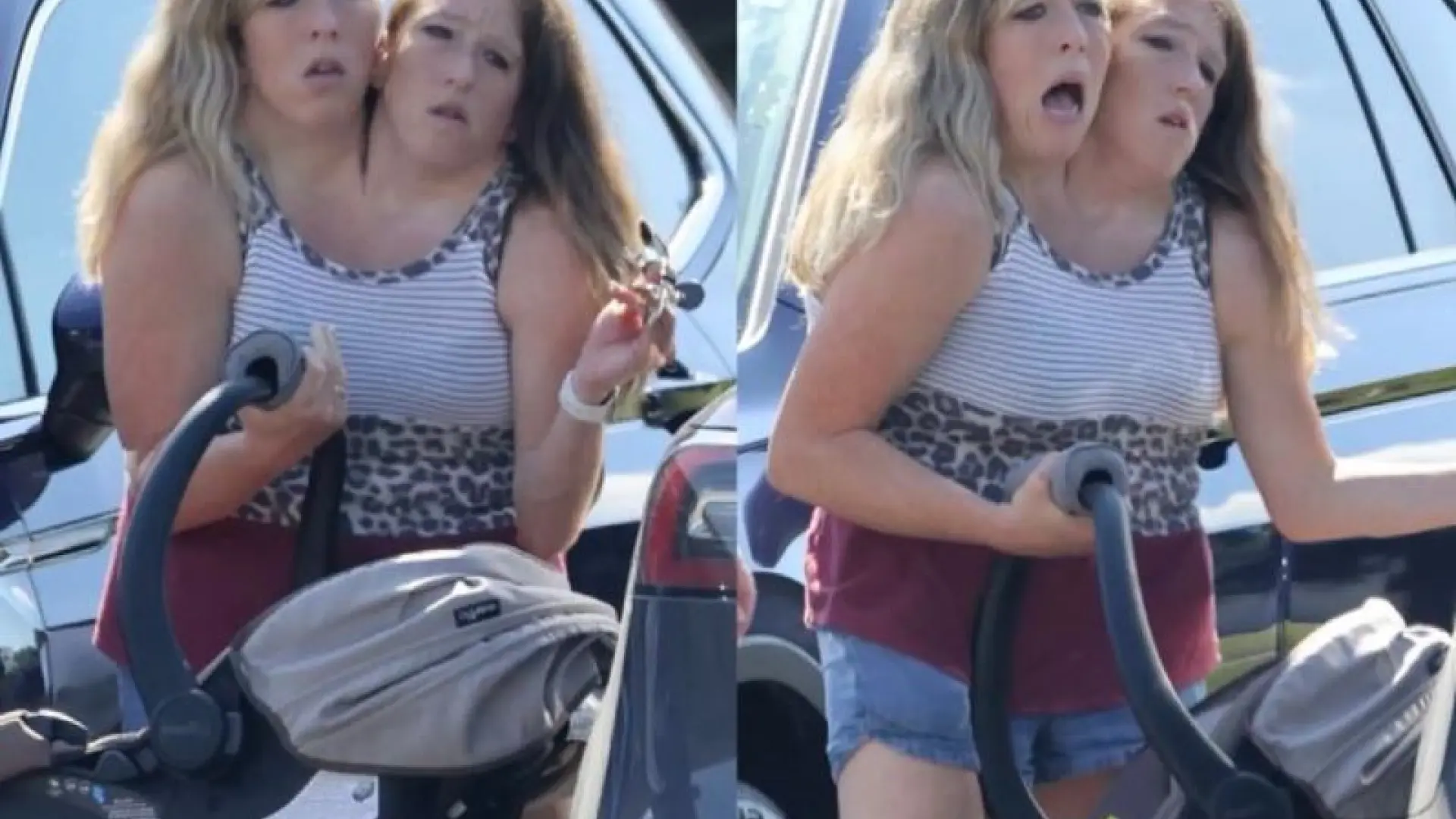 Las siamesas Abby y Brittany Hensel, fotografiadas con un bebé: ¿han sido madres?