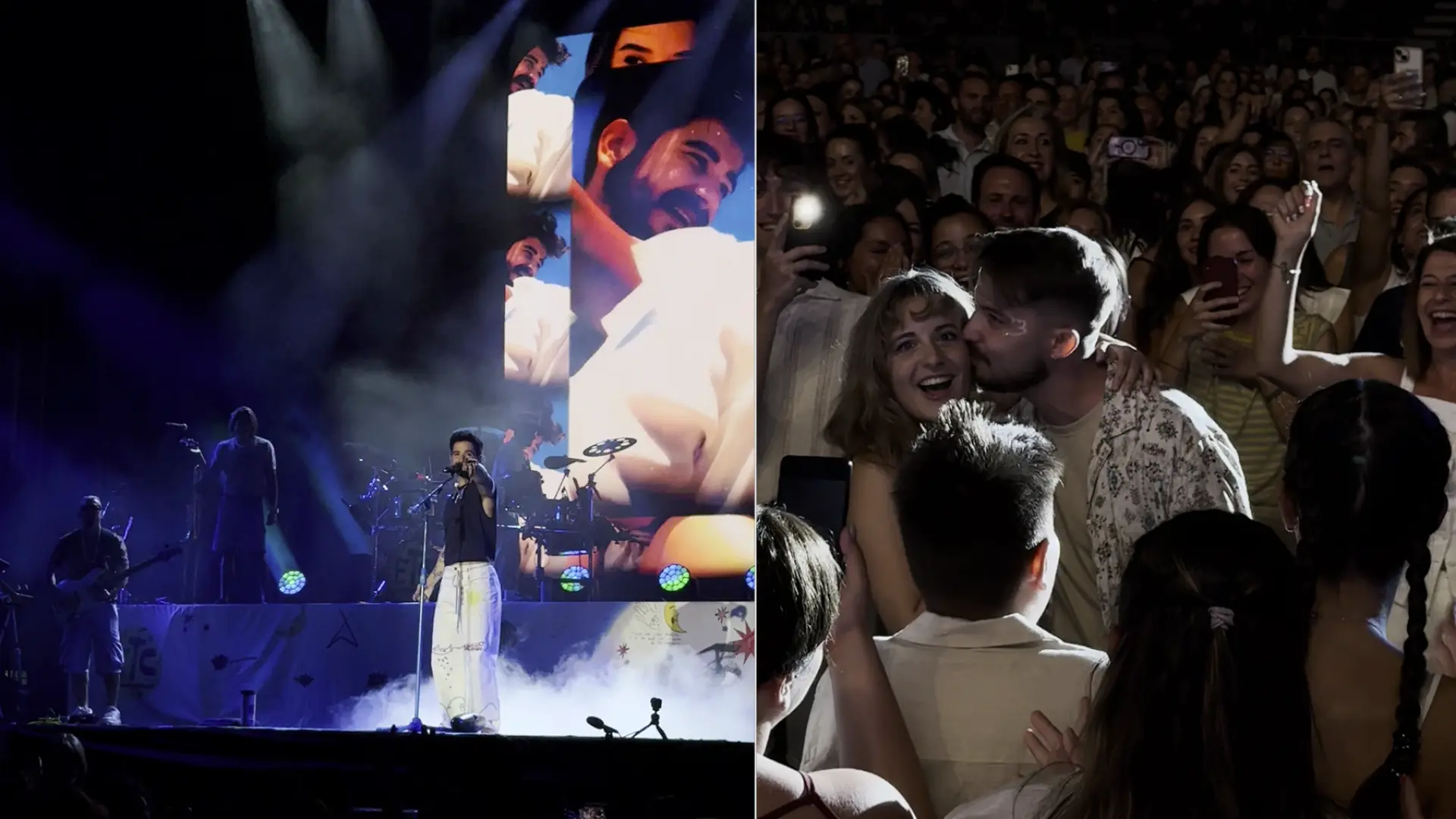 Unos fans de Camilo se comprometen en un concierto del artista mientras suena la canción 'La boda'