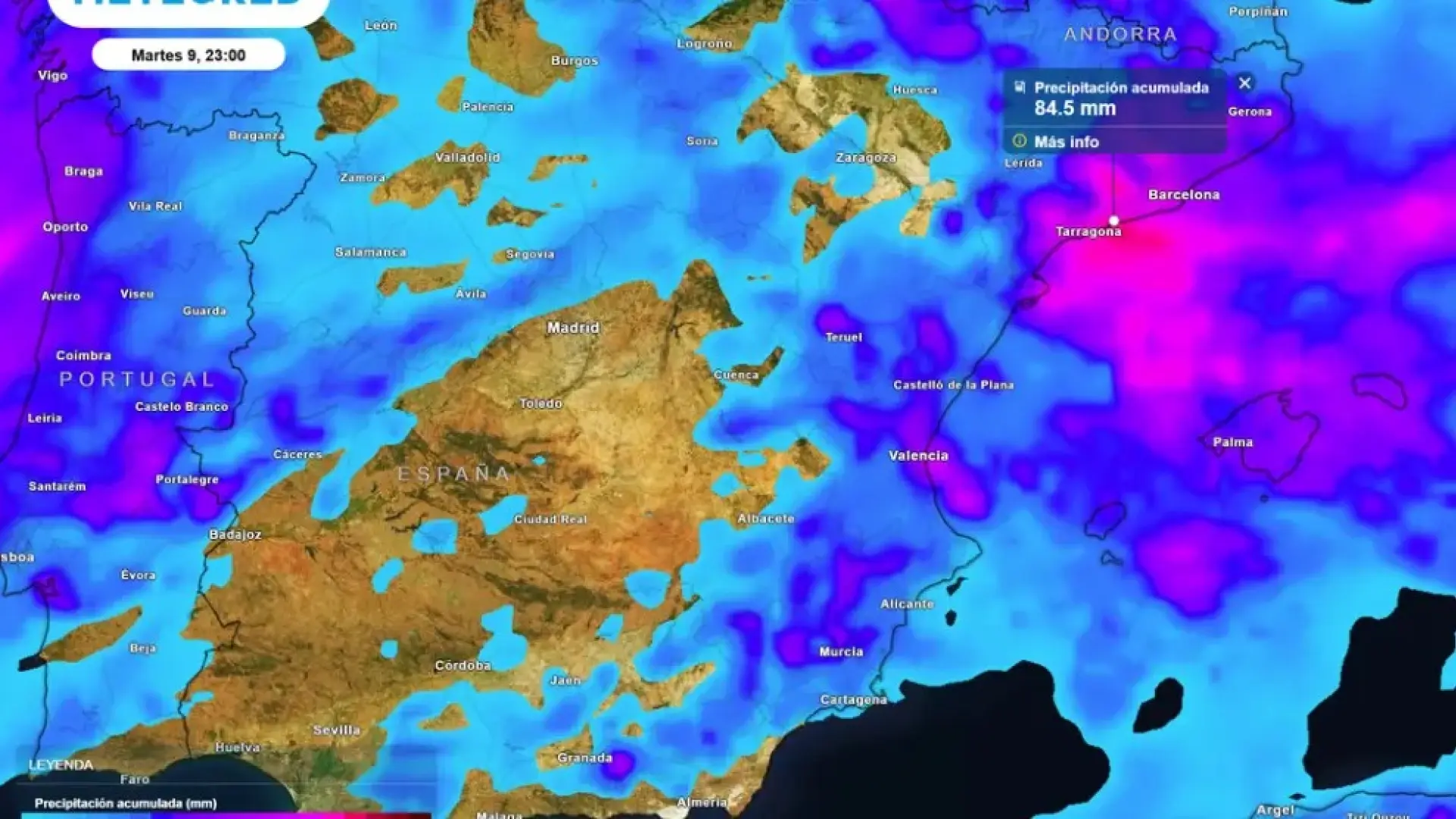 Activan el aviso rojo en Tarragona por lluvias torrenciales que afectarán a la Comunidad Valenciana y Aragón