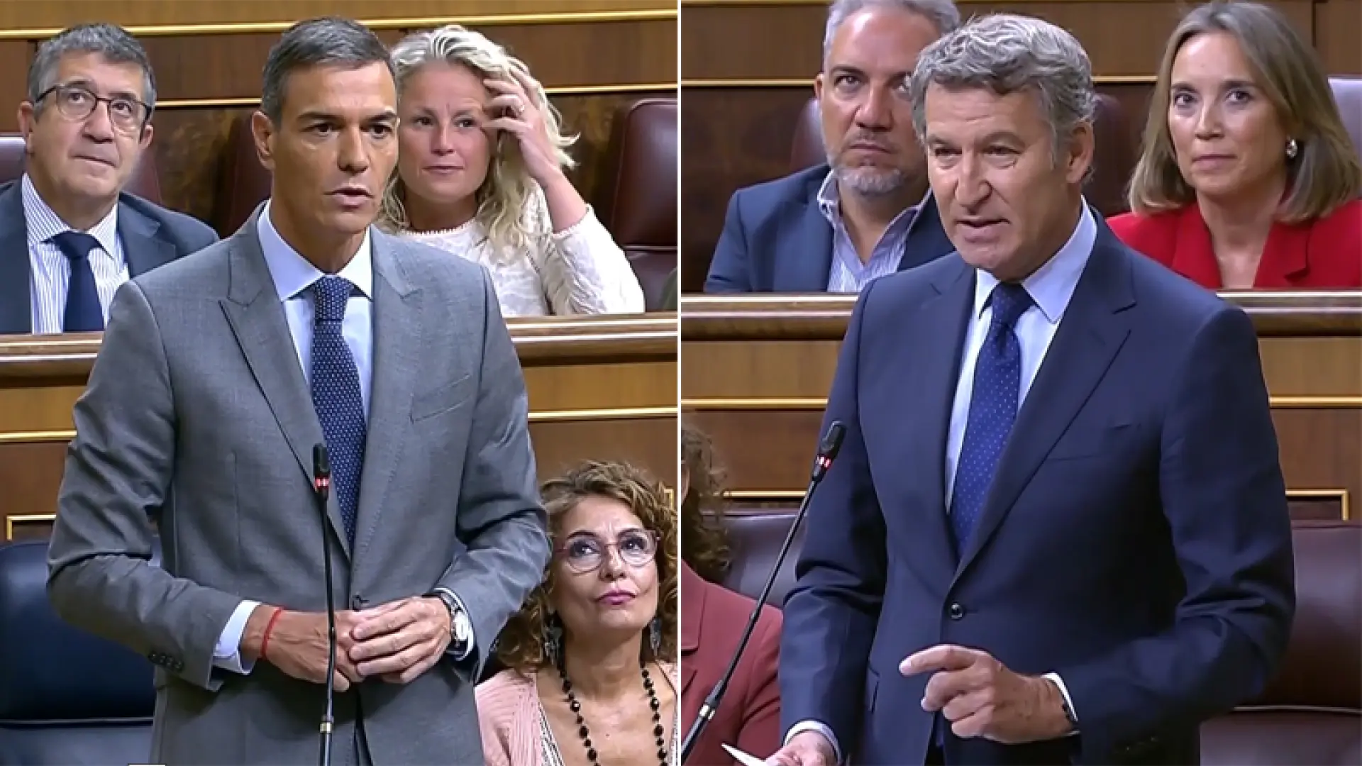 Feijóo señala a Sánchez como responsable de la corrupción y este defiende que el Gobierno es "limpio" y le acusa de dar plantón al rey