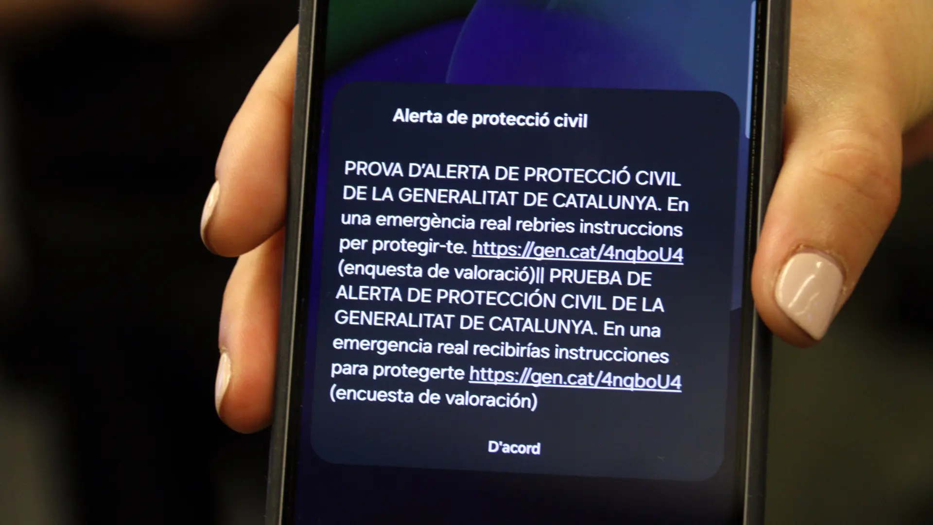 La prueba del sistema de alertas a móviles en Lleida, el Alt Pirineu y Aran recibe más de 3.000 encuestas en media hora