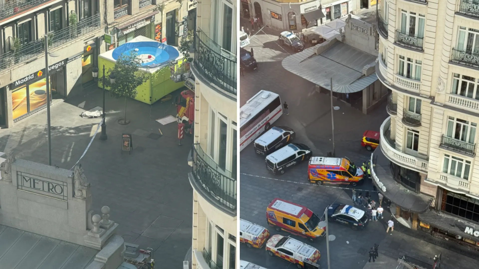 Atrincherado un hombre que amenaza con causar una explosión en la Gran Vía