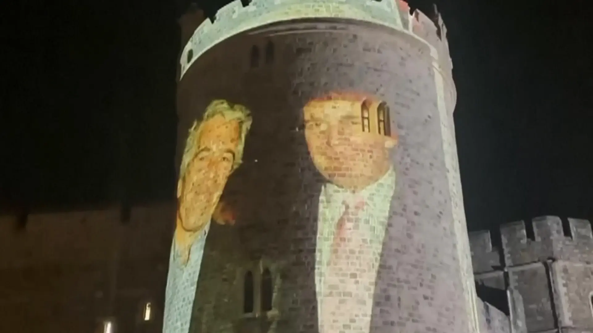 Trump y Epstein, proyectados en la fachada del castillo de Windsor: así son las protestas contra el mandatario en Reino Unido