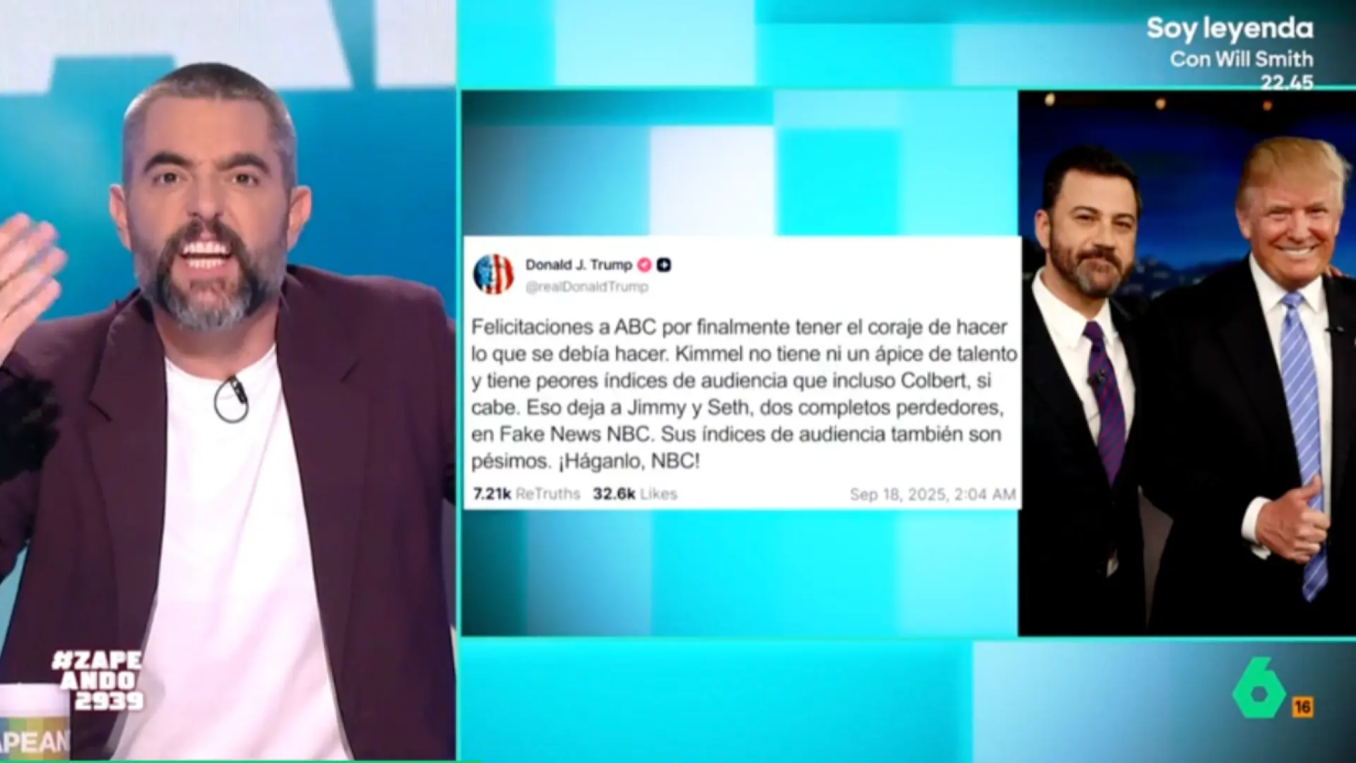 Dani Mateo explota contra Trump tras la suspensión del programa de Jimmy Kimmel: "¡Menudo imbécil!"