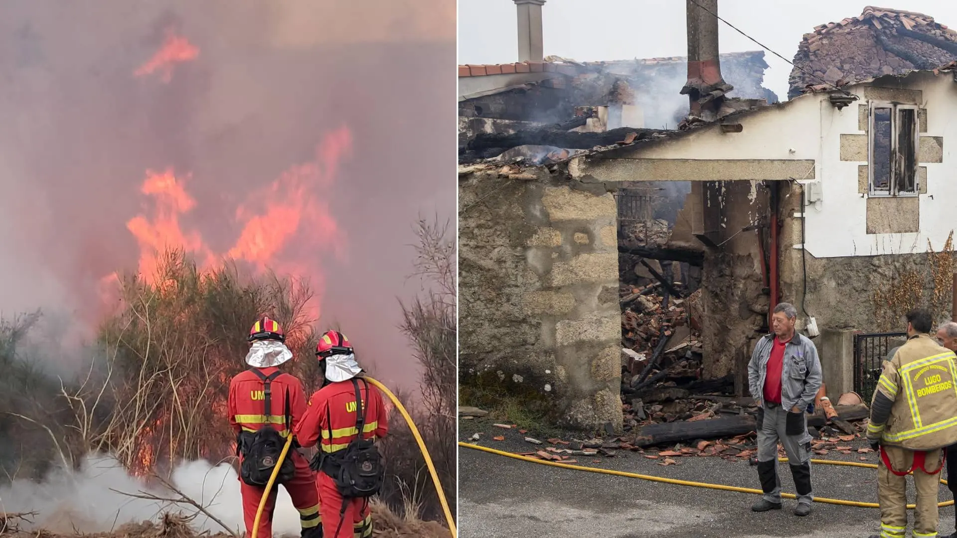 Incendios en Galicia: tres fuegos arrasan 2.400 hectáreas y calcinan varias casas
