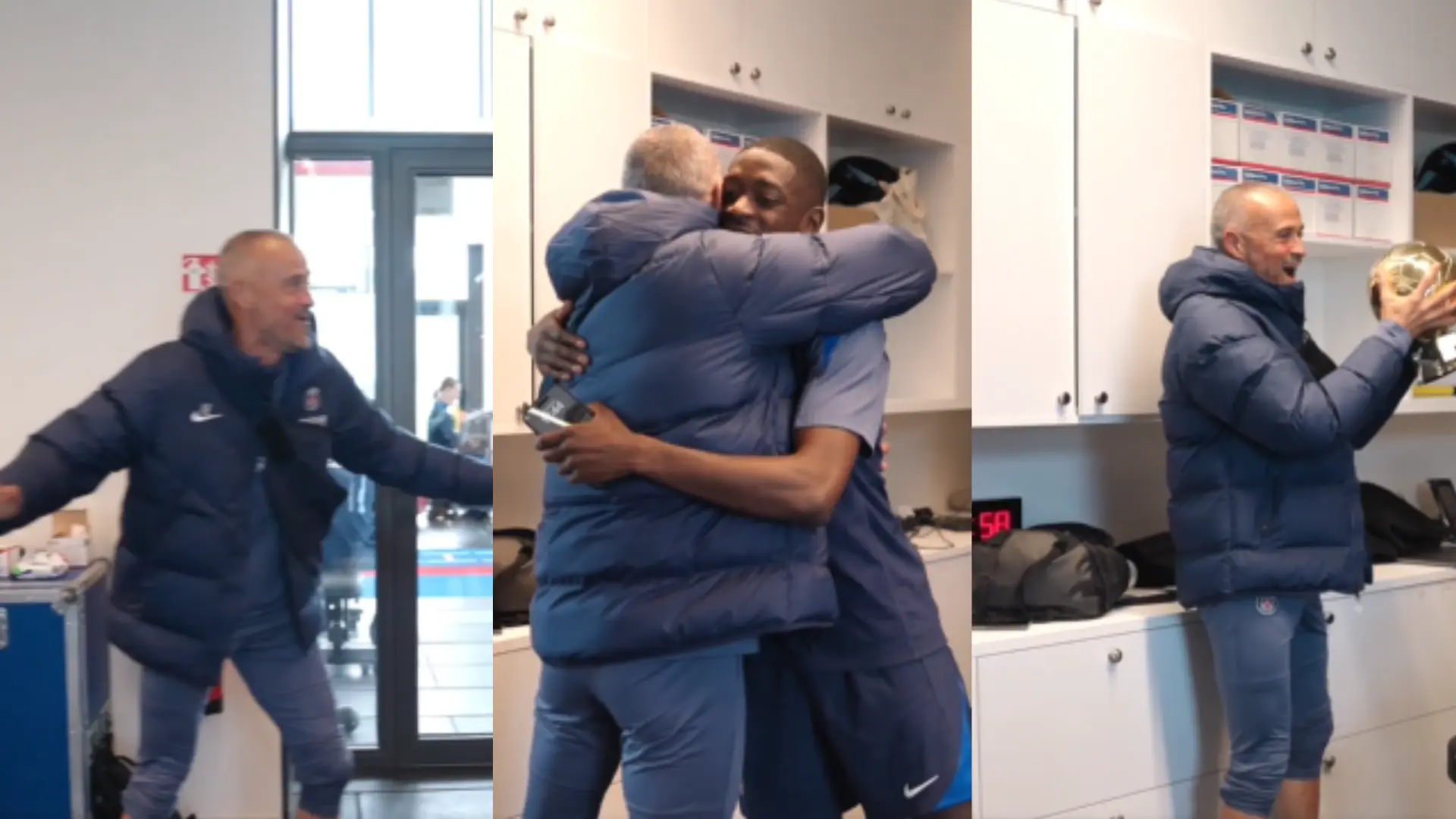 La reacción viral de Luis Enrique al encontrarse con Dembélé tras ganar el Balón de Oro: "¡Ousmane!"