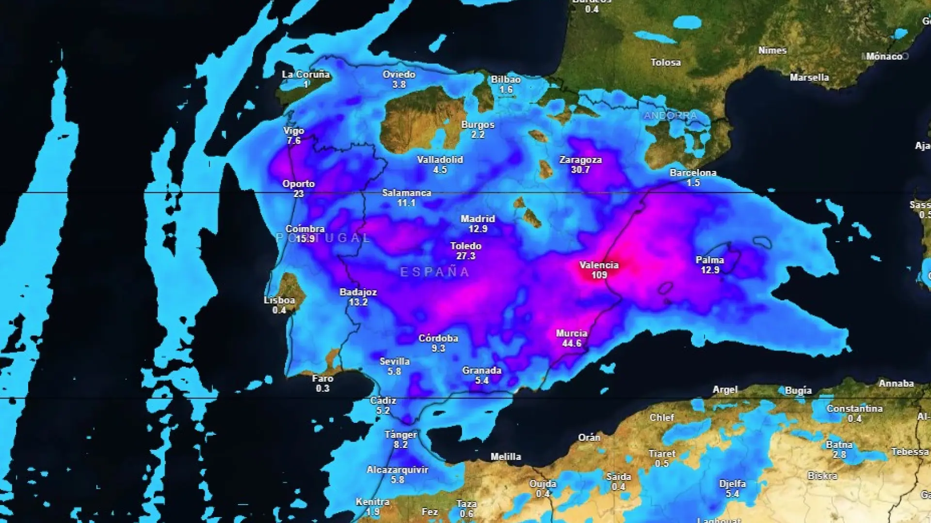 La Aemet avisa de que este lunes y martes serán los días más adversos del paso de la borrasca Gabrielle