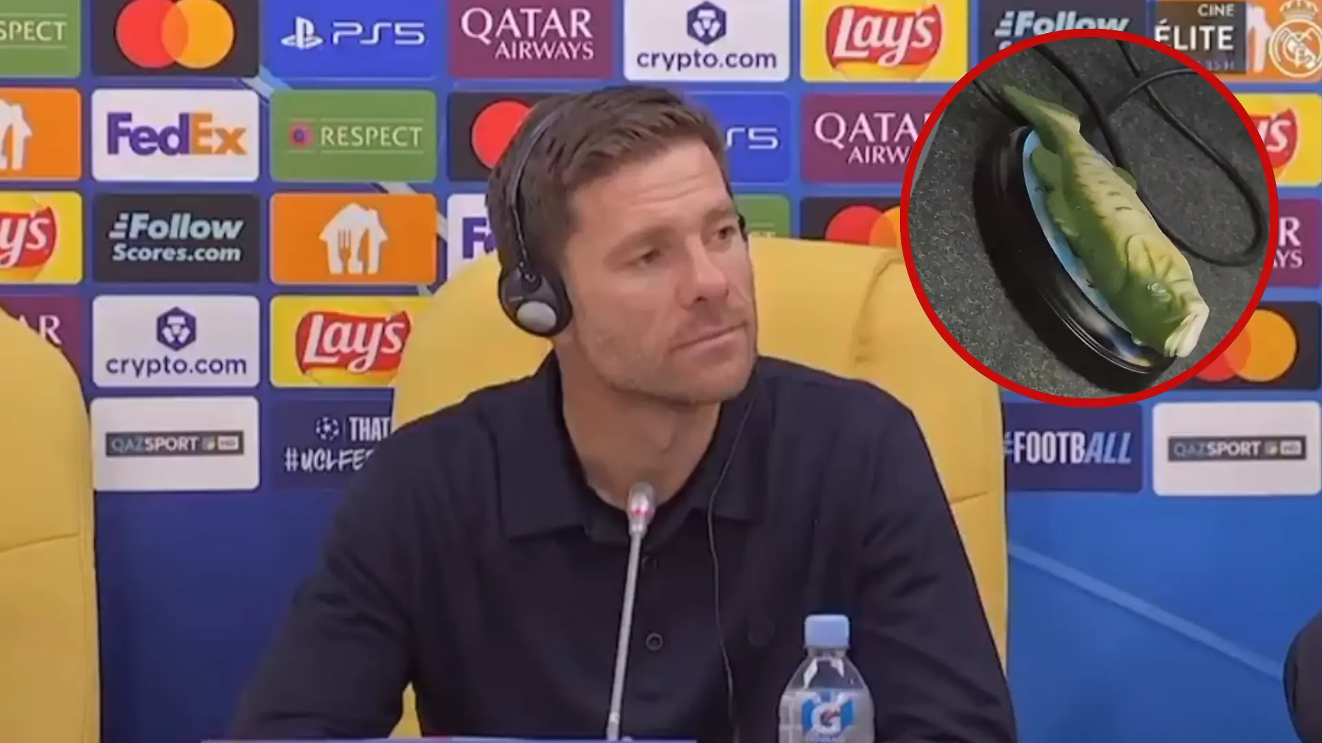 El surrealista regalo que recibió Xabi Alonso tras el triunfo del Real Madrid ante el Kairat: un pez gritando como Cristiano Ronaldo