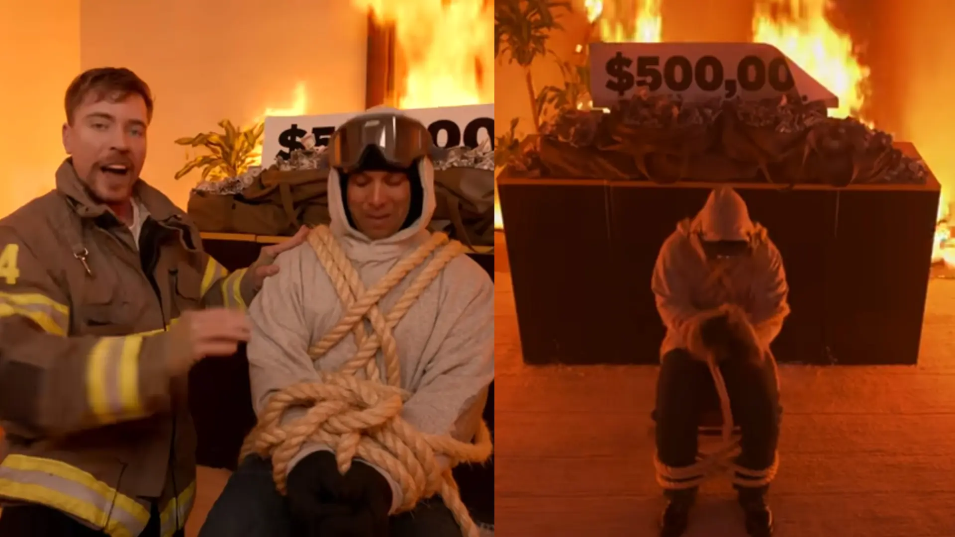 MrBeast desata la polémica en redes tras encerrar a un hombre en una casa en llamas para uno de sus retos más peligrosos