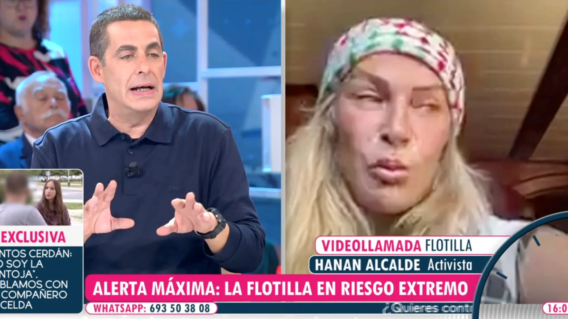 Rifirrafe entre Hanan Alcalde y Antonio Naranjo durante la cobertura de la flotilla rumbo a Gaza: "No voy a hablar con fascistas"