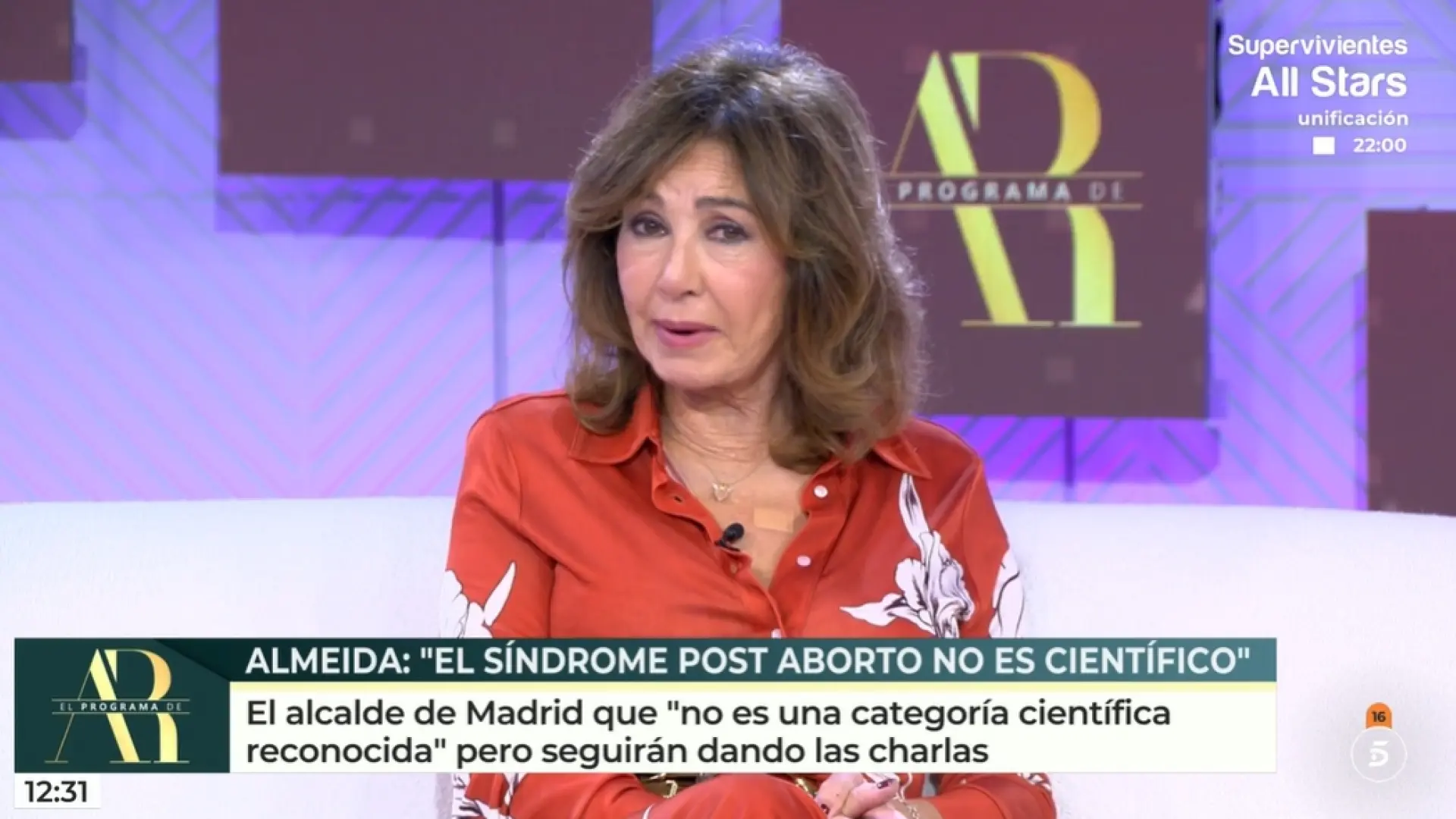 Ana Rosa, sobre la obligación de que las mujeres sean informadas del 'síndrome post-aborto': "Los consejos se dan si te los piden"