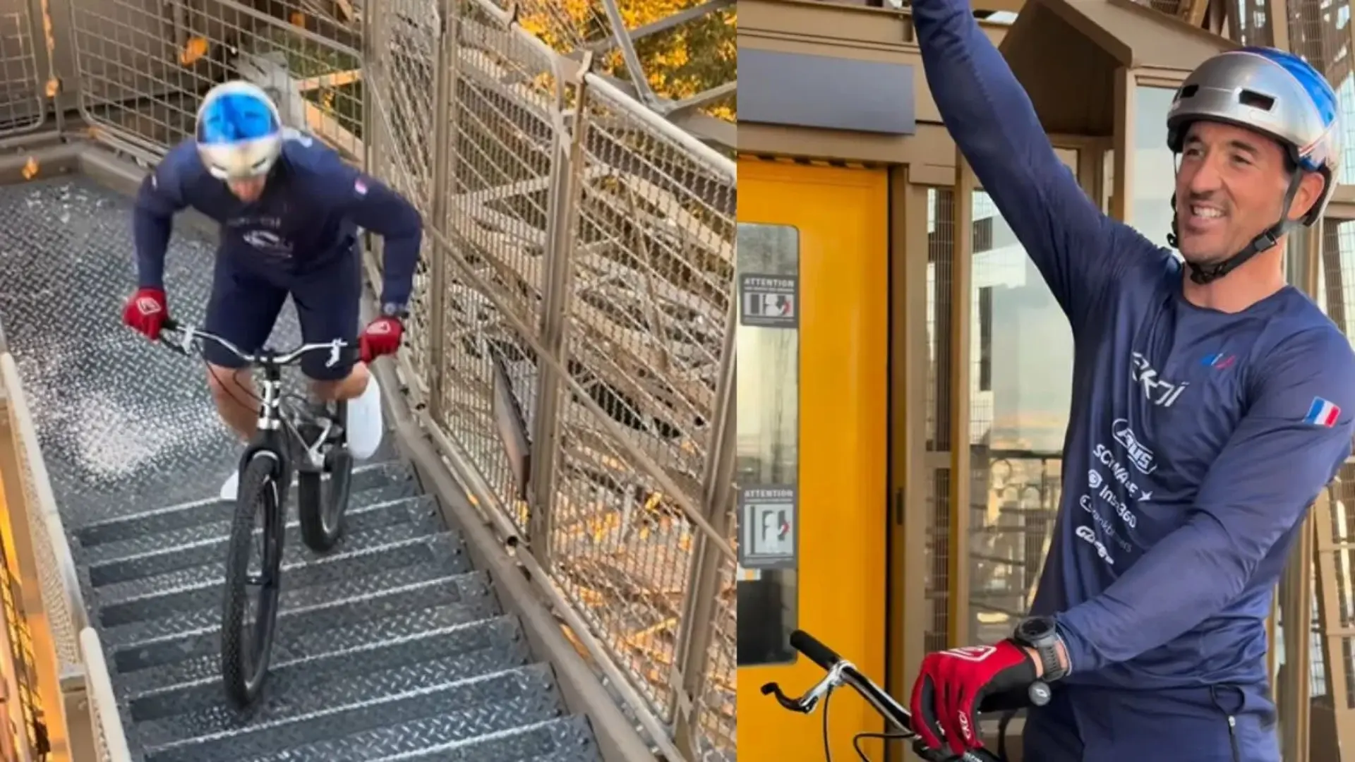 La hazaña de Aurélien Fontenoy, el hombre más rápido en subir la Torre Eiffel... ¡en bicicleta!