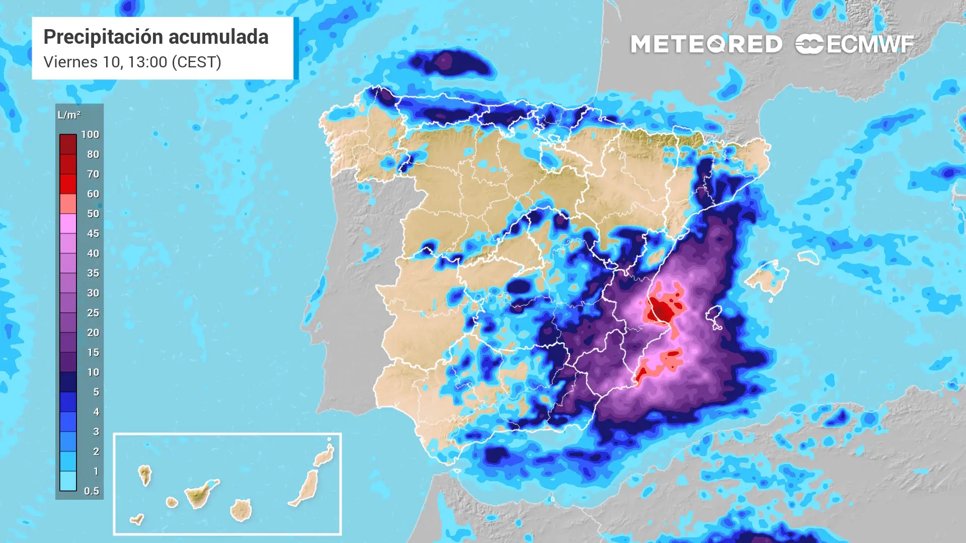 La DANA Alice dejará miércoles y jueves lluvia intensa en siete comunidades con riesgo de crecidas súbitas e inundaciones