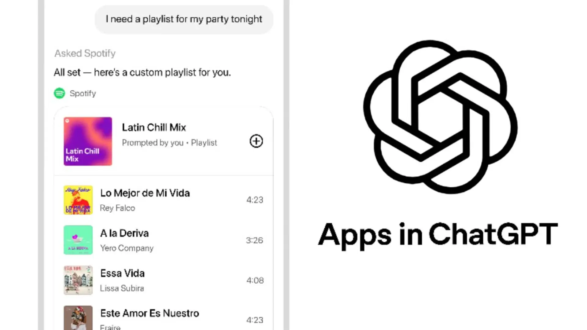 ChatGPT ahora deja hacer de todo en el mismo chat: de enviar correos de Gmail a escuchar música con Spotify