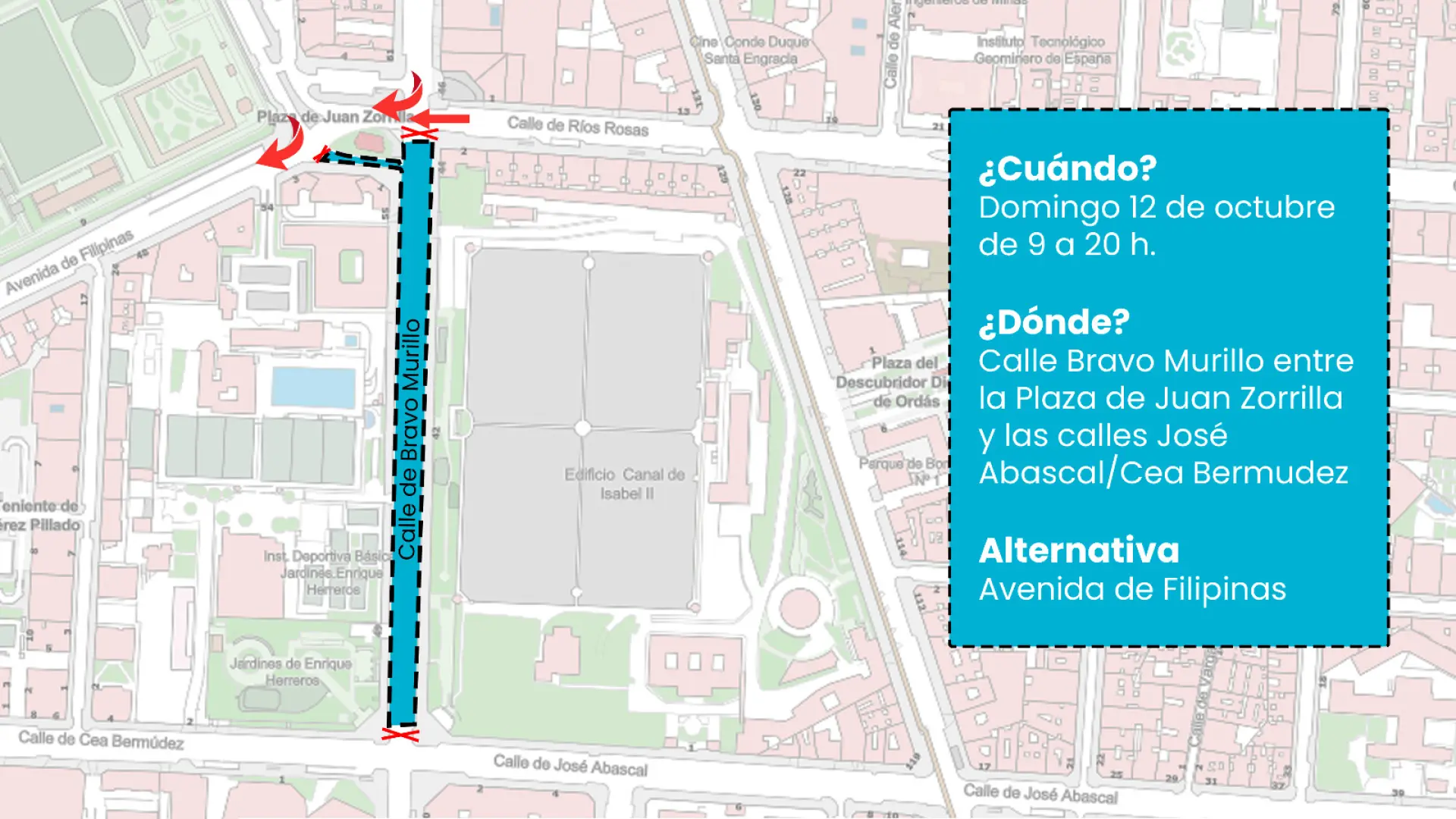 Madrid ensaya peatonalizar Bravo Murillo este 12 de octubre: cierra al tráfico de 9 a 20h