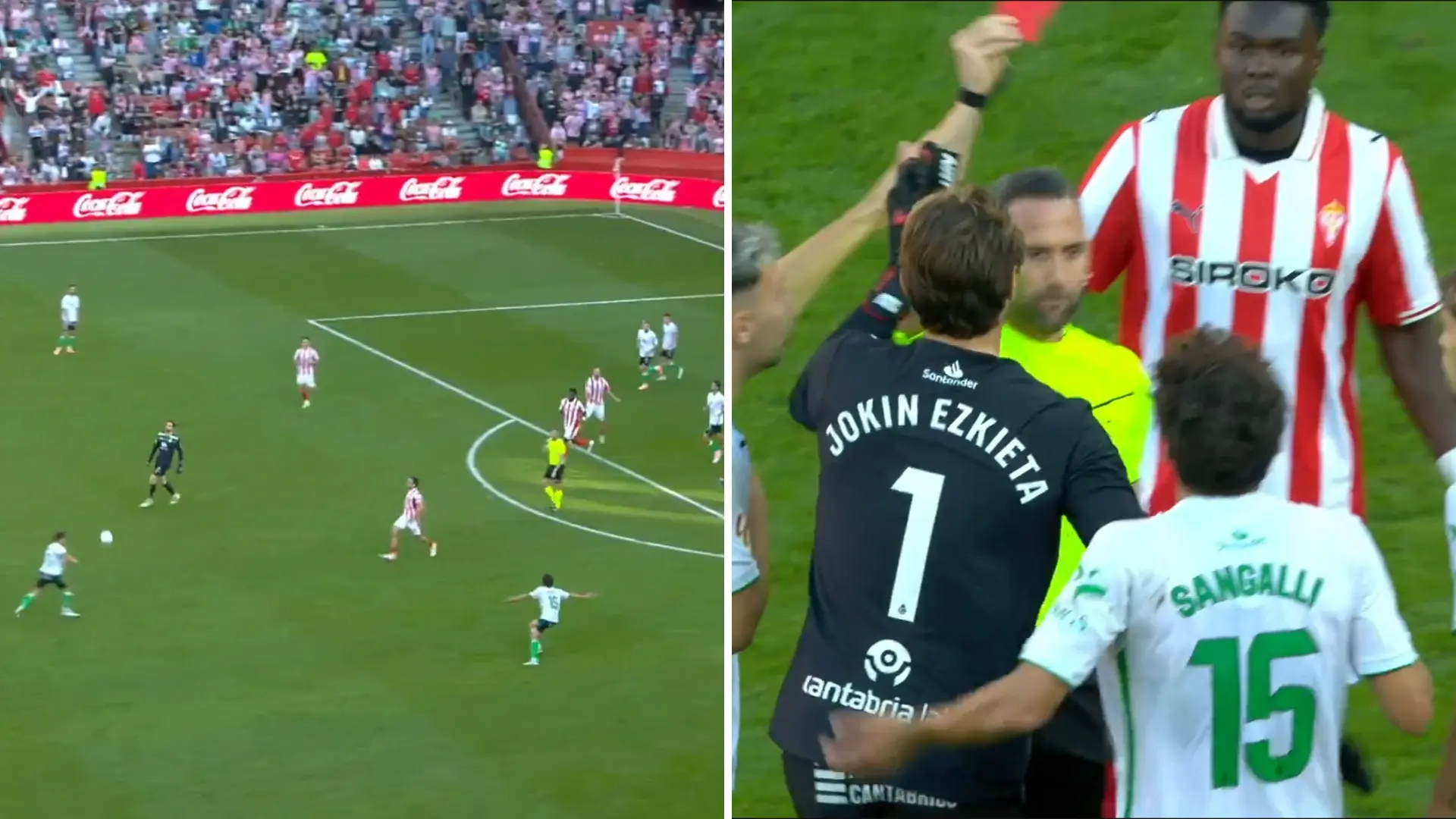 Momento surrealista en El Molinón: el Racing empata el partido ante el Sporting pero el árbitro pita justo antes el final