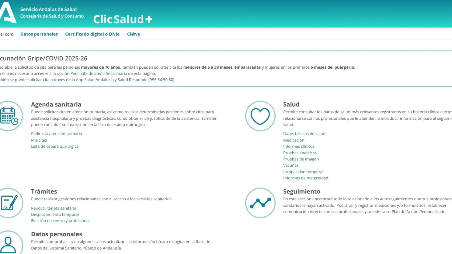 La Junta de Andalucía niega el borrado de pruebas diagnósticas en ClicSalud y lo achaca a un fallo informático temporal
