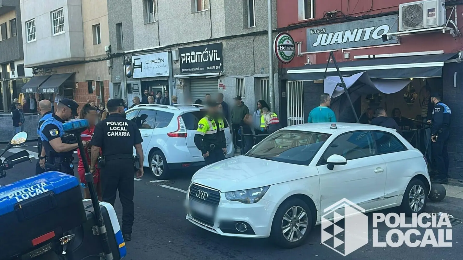 Siete personas heridas tras ser arrolladas por un coche en la terraza de un bar en Tenerife