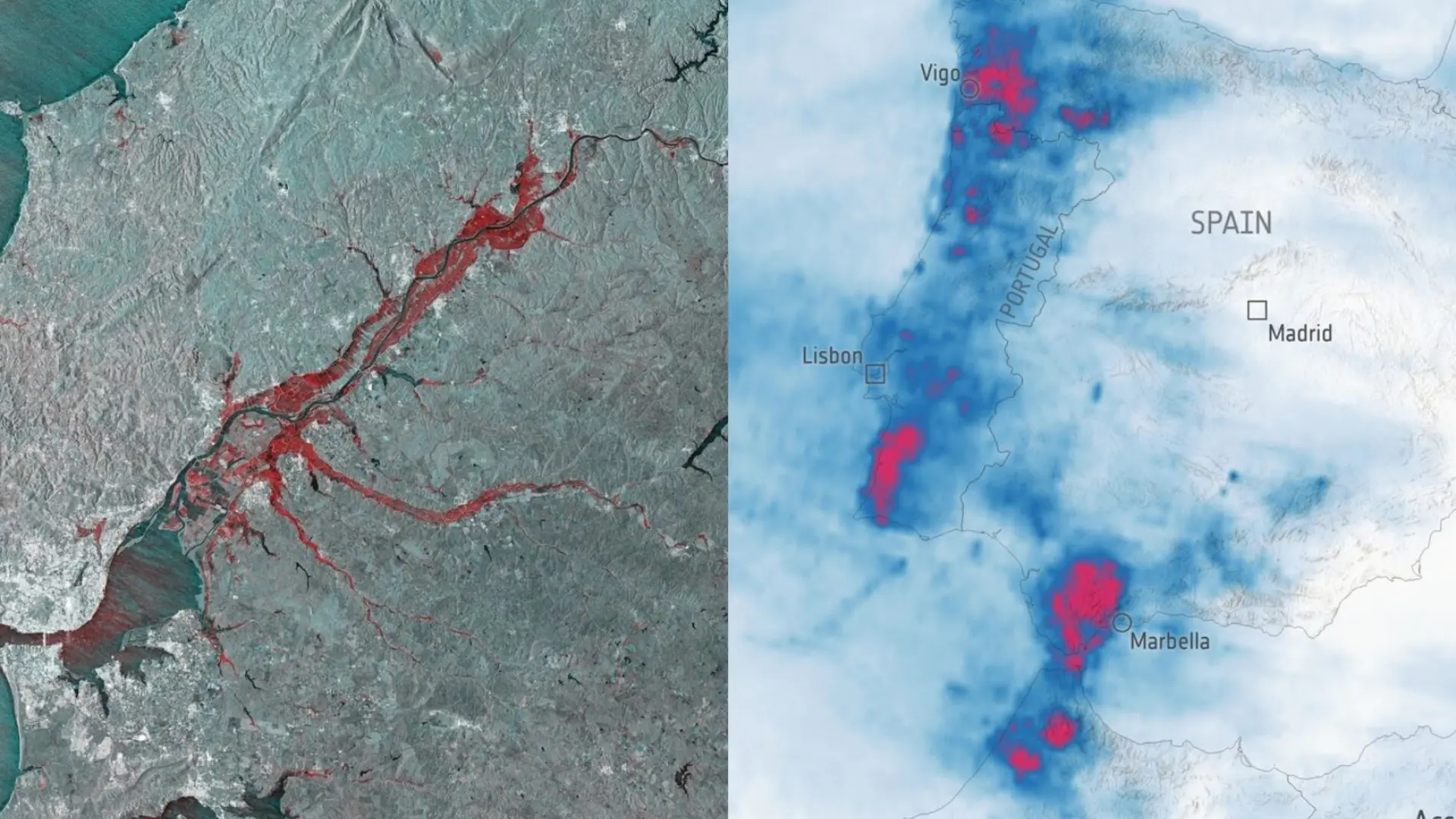 Las impresionantes imágenes satelitales de las lluvias en España: así se ve el temporal desde el espacio