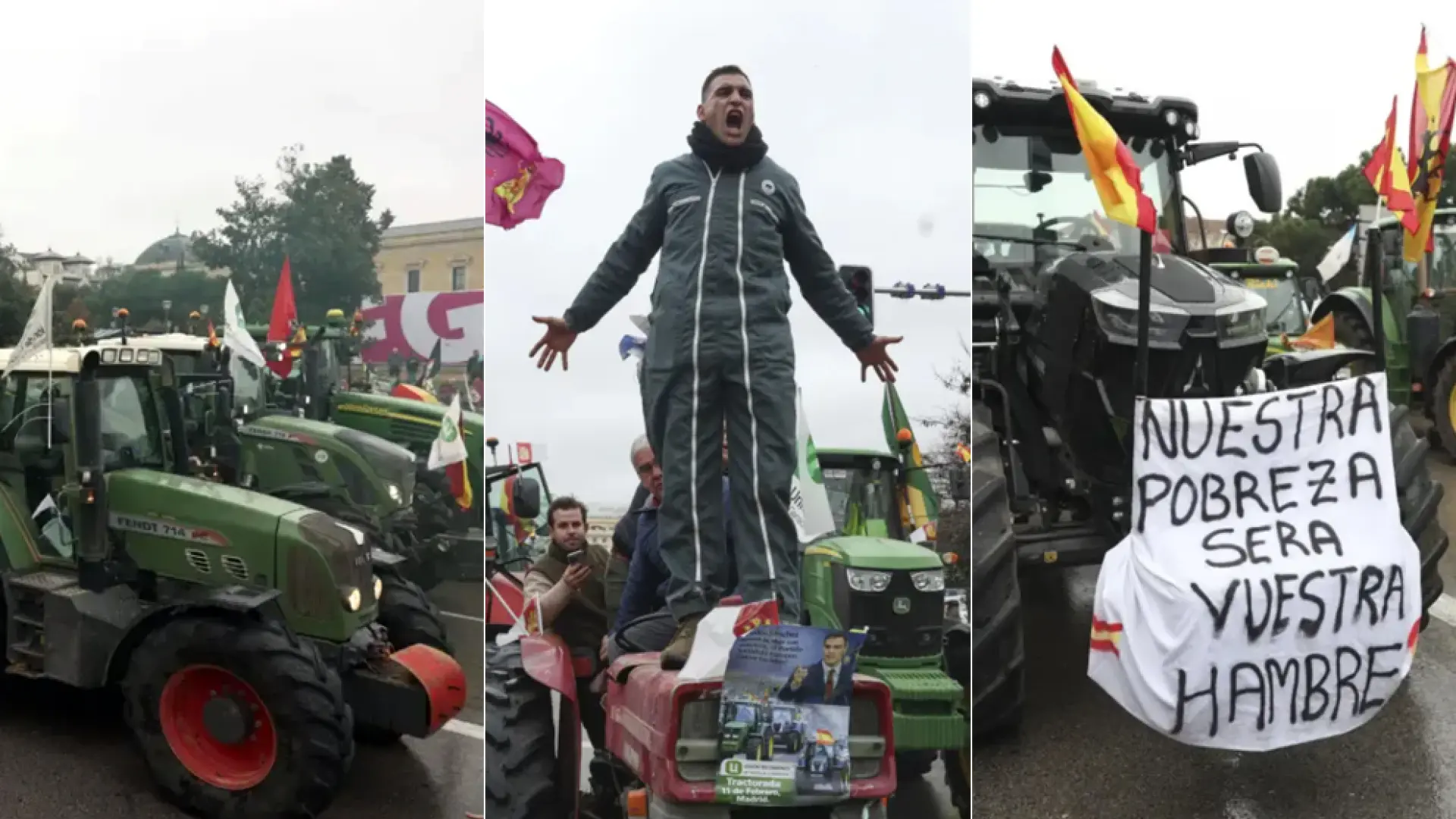 Miles de agricultores llevan sus tractores al corazón de Madrid contra el acuerdo comercial con Mercosur