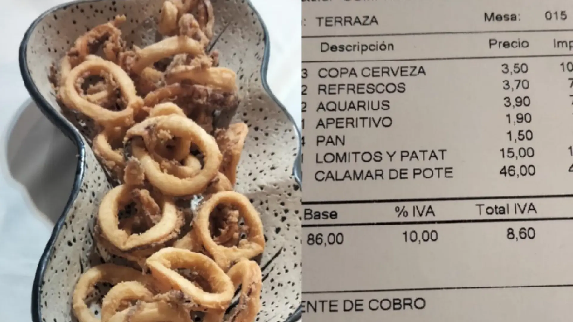 Piden la recomendación de la casa a un restaurante y el precio les deja sin palabras