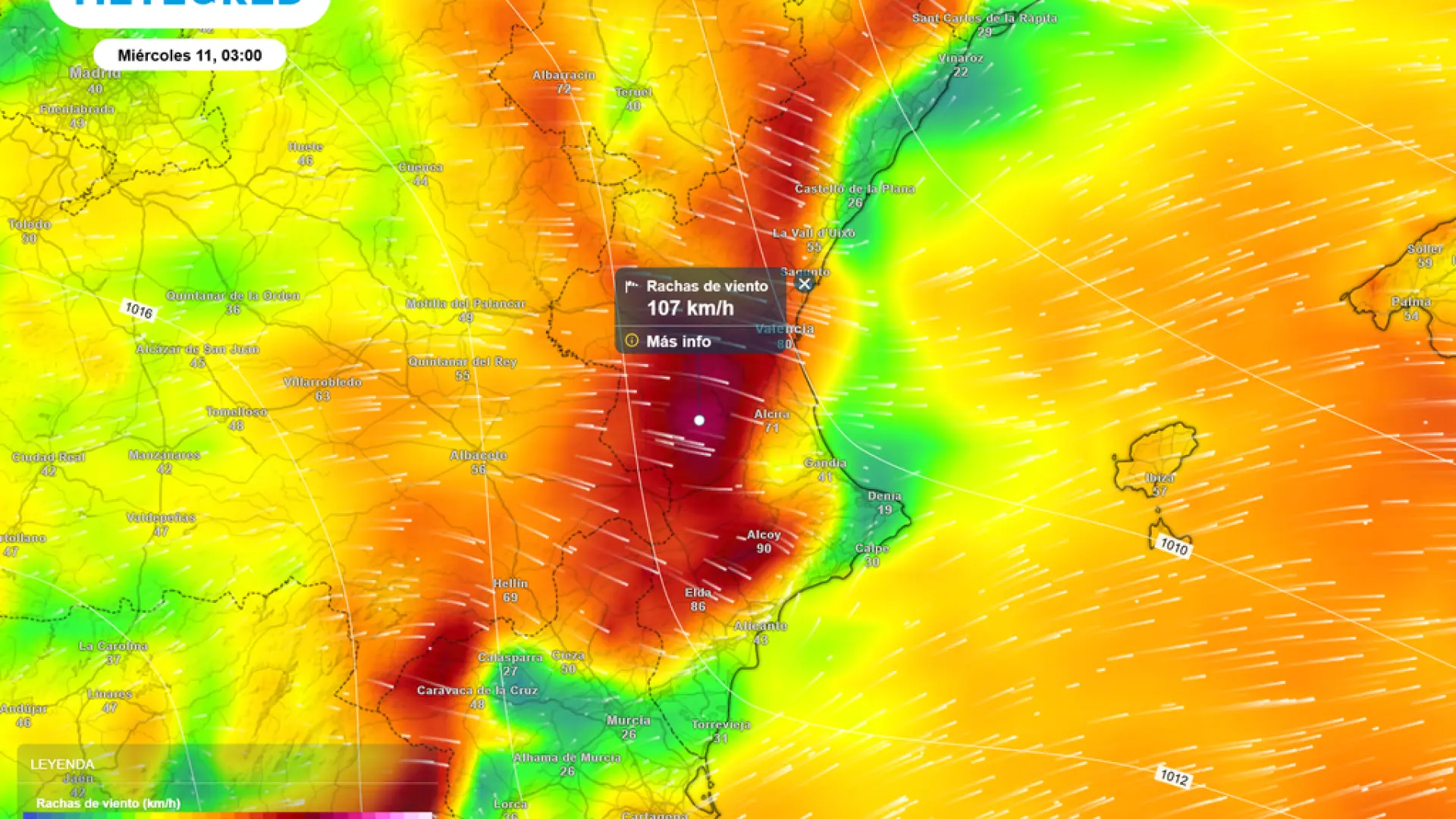 La Comunidad Valenciana podría tener en los próximos días vientos de hasta 140km/h