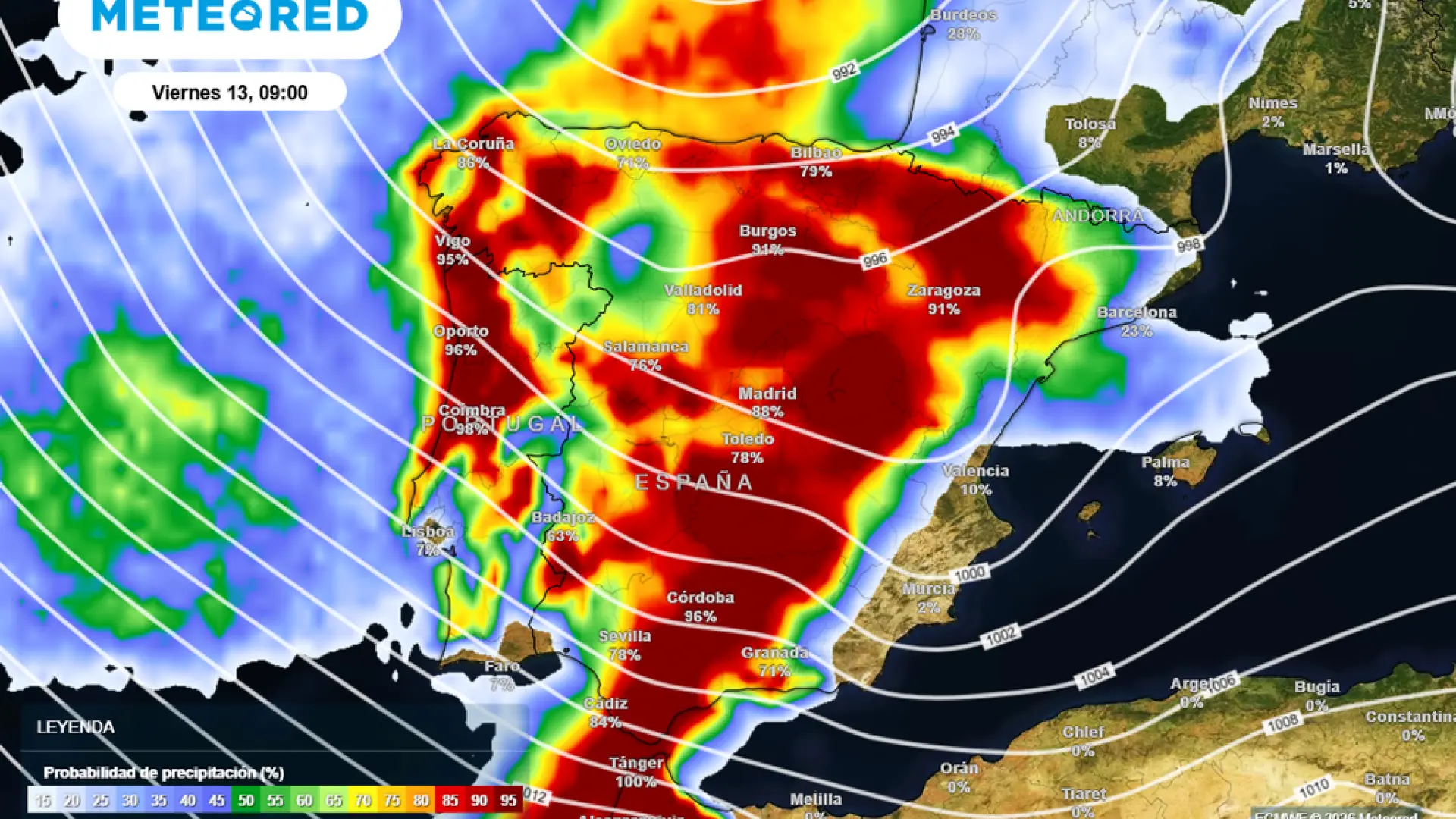 La borrasca Oriana releva a Nils hoy y pone en alerta a España por lluvias, vientos huracanados y un fuerte desplome térmico