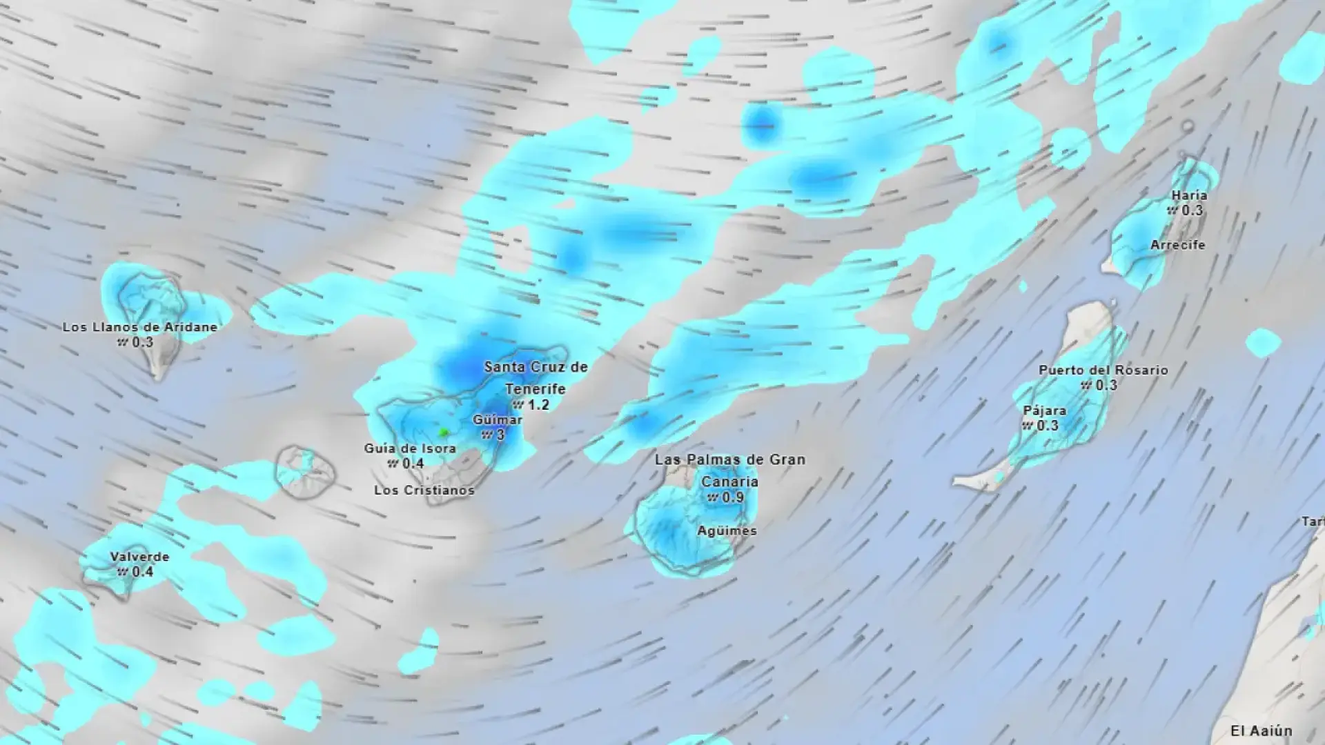 La nueva borrasca Therese bate un "récord absoluto" en España e irrumpe con fuerza en Canarias dejando fuertes lluvias y vientos