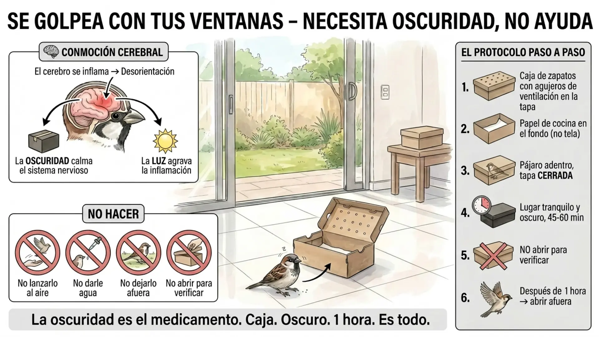 
         Qué hacer si un ave se golpea contra la ventana: el gesto más simple puede salvarle la vida 
    