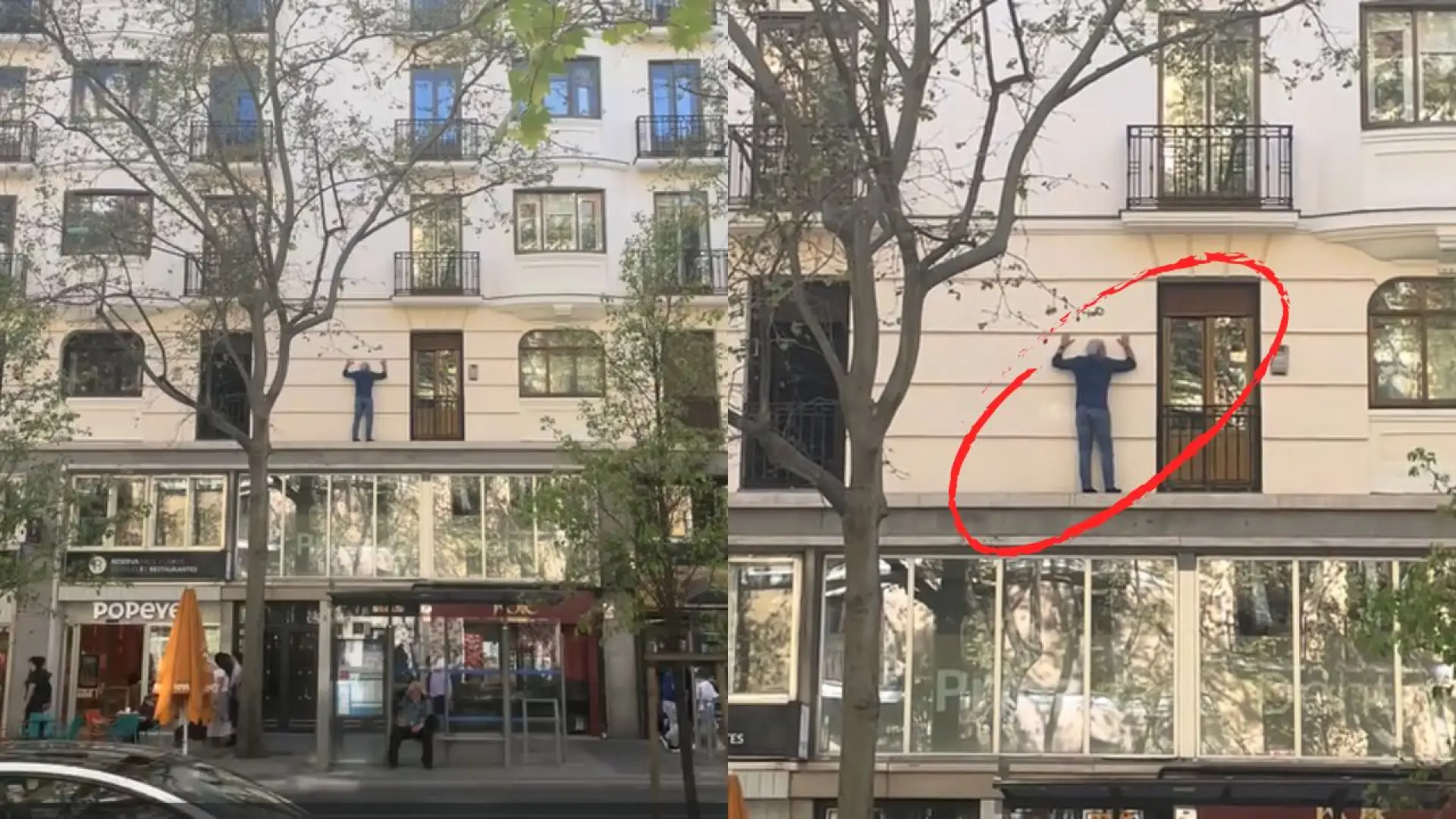 
         Olvida las llaves y arriesga su vida cruzando por el balcón de su vecina: "Está la cosa para pagar cerrajeros" 
    