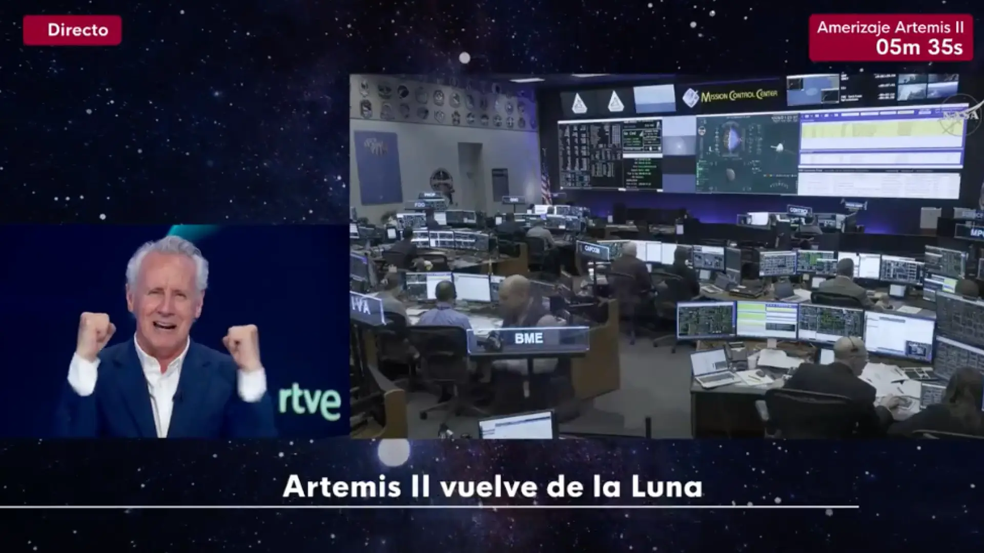 
         La emoción de Lorenzo Milá durante la retransmisión del regreso a la Tierra de la misión Artemis II: "¡Qué momento!" 
    