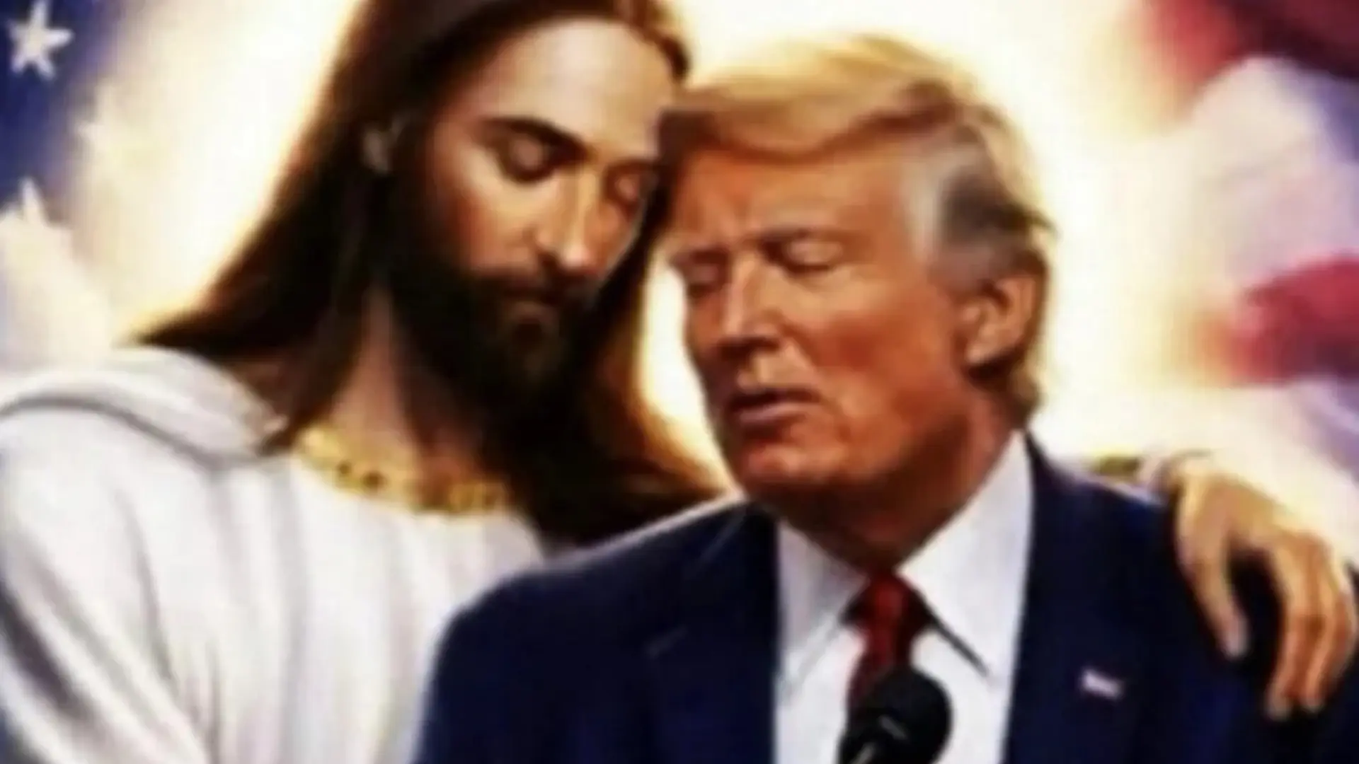 
         Trump, abrazado con Jesucristo: el presidente vuelve a la carga y publica otra imagen religiosa 
    