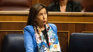 La ministra de Defensa, Margarita Robles, en el Congreso de los Diputados.